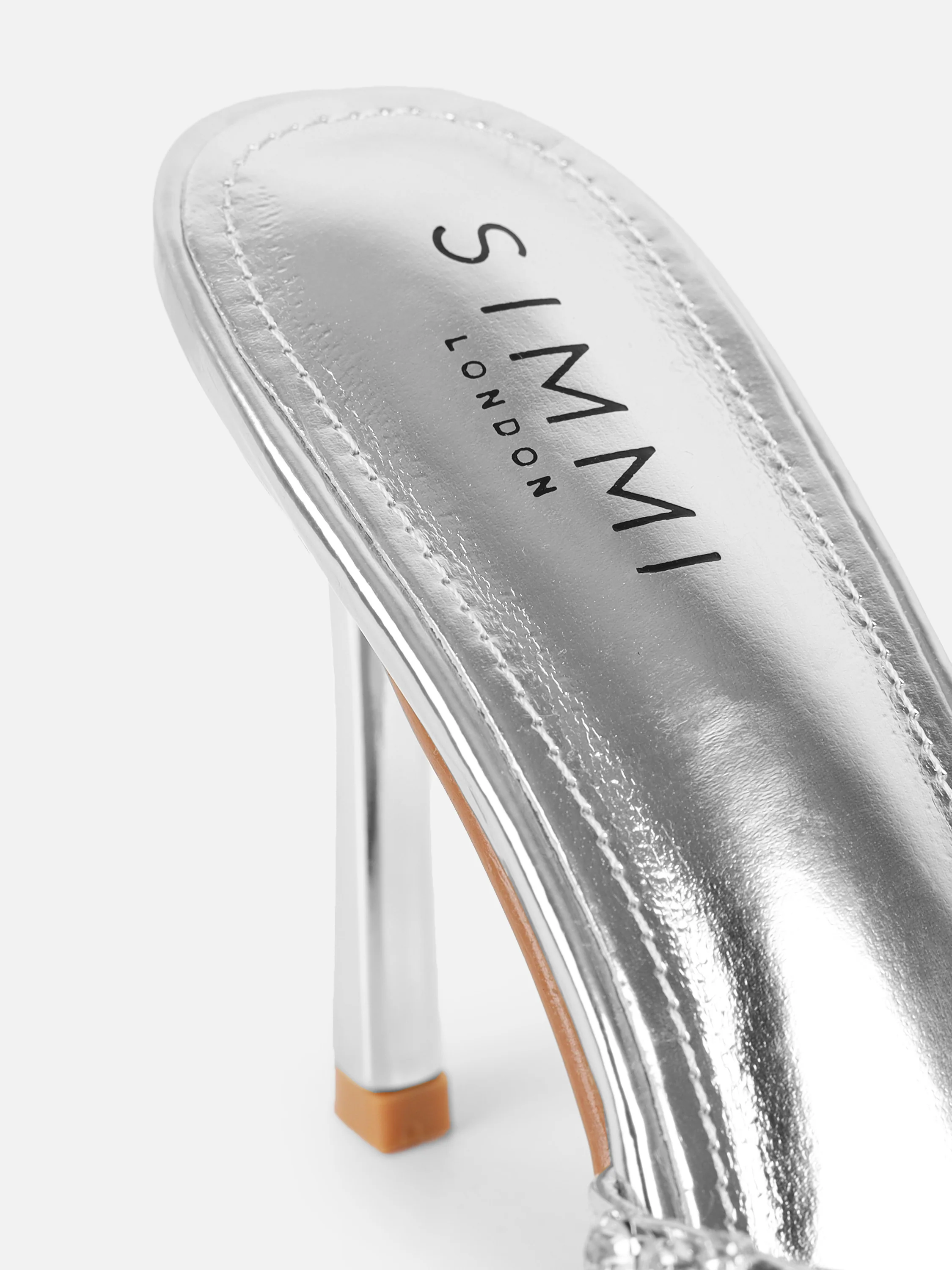 Keely Silver Mirror Diamante Crossover Mules - Image 3