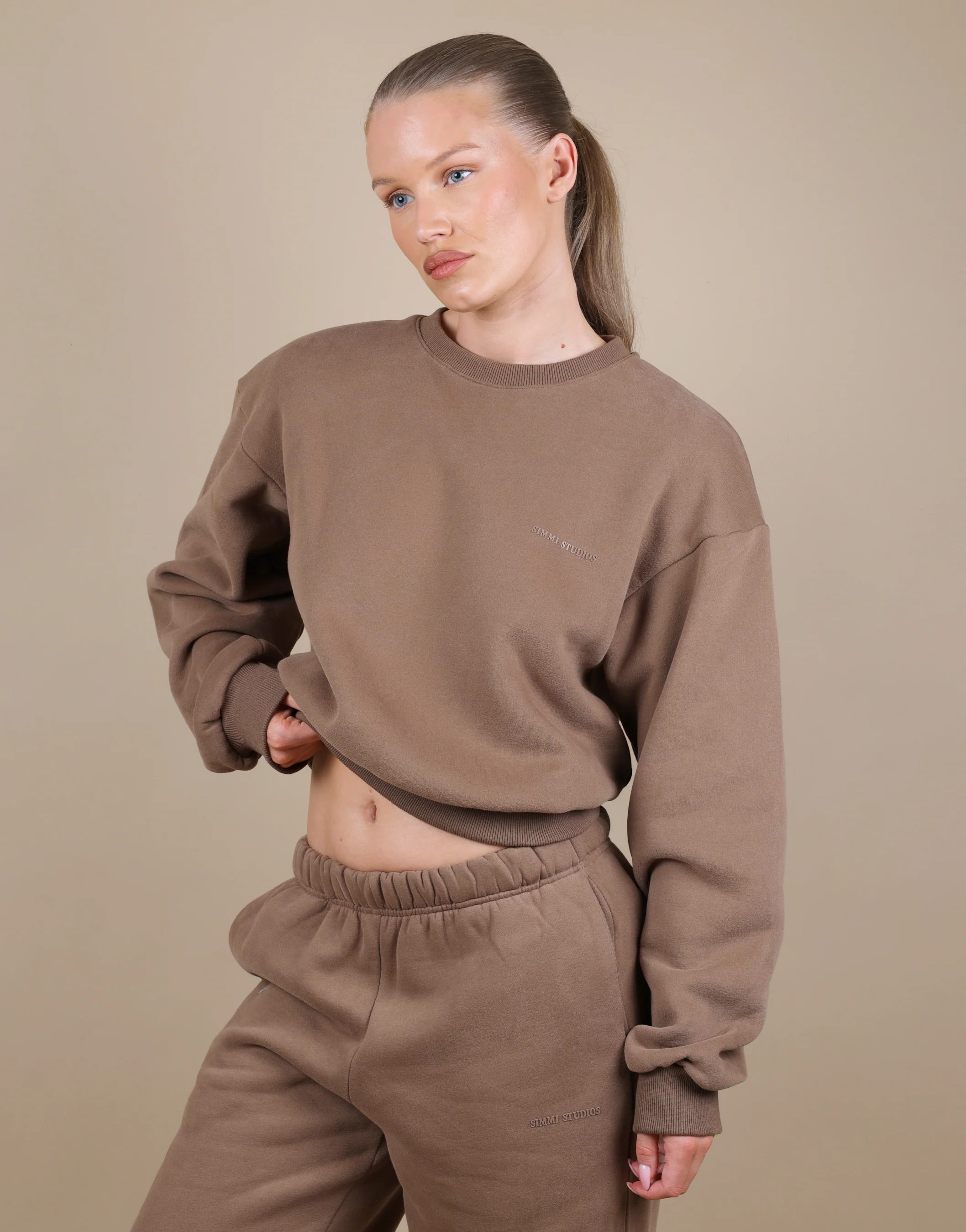 Kendall Cropped Sweatshirt in Mocha