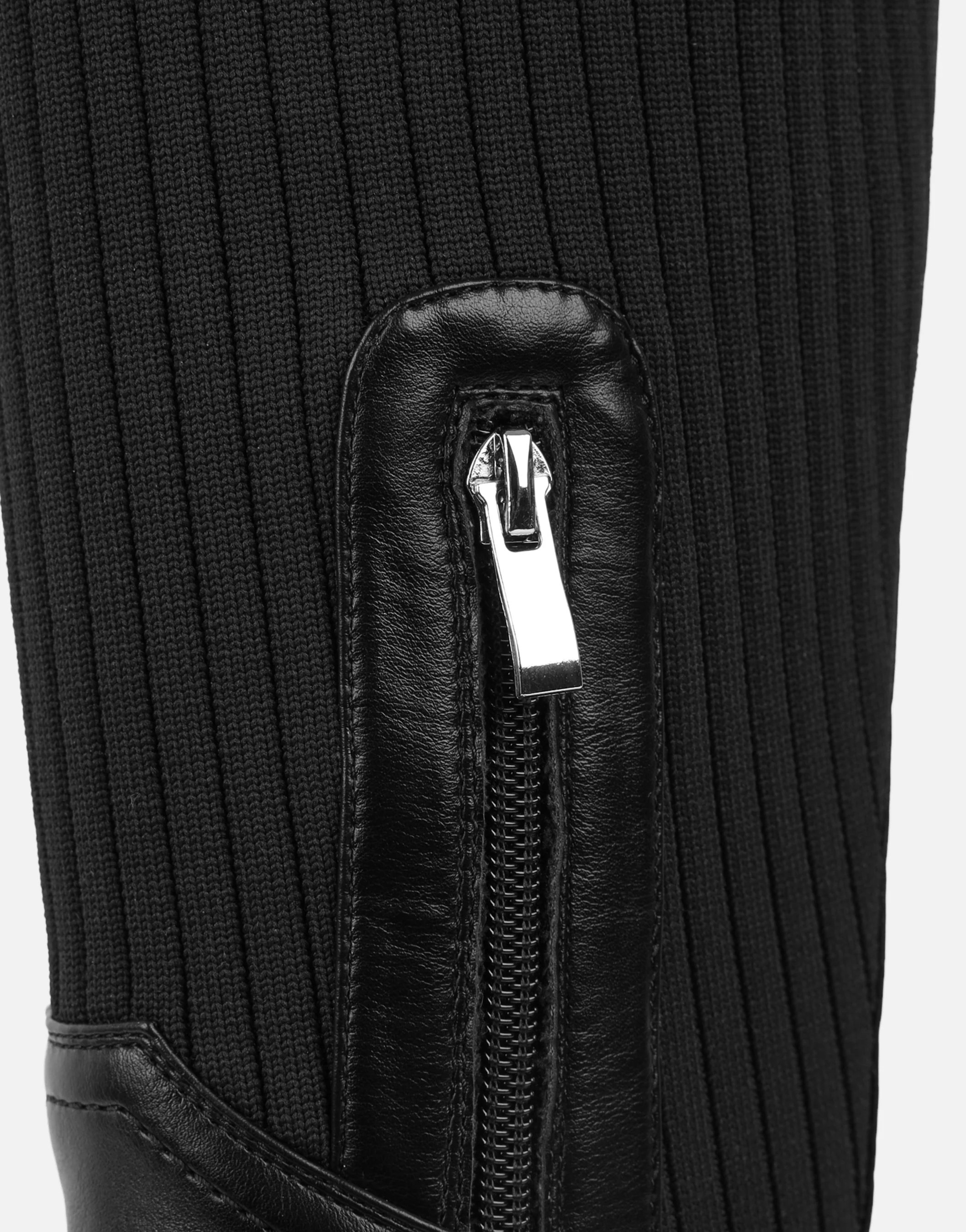Kenneth Black Knit Knee High Chunky Boots - Image 4