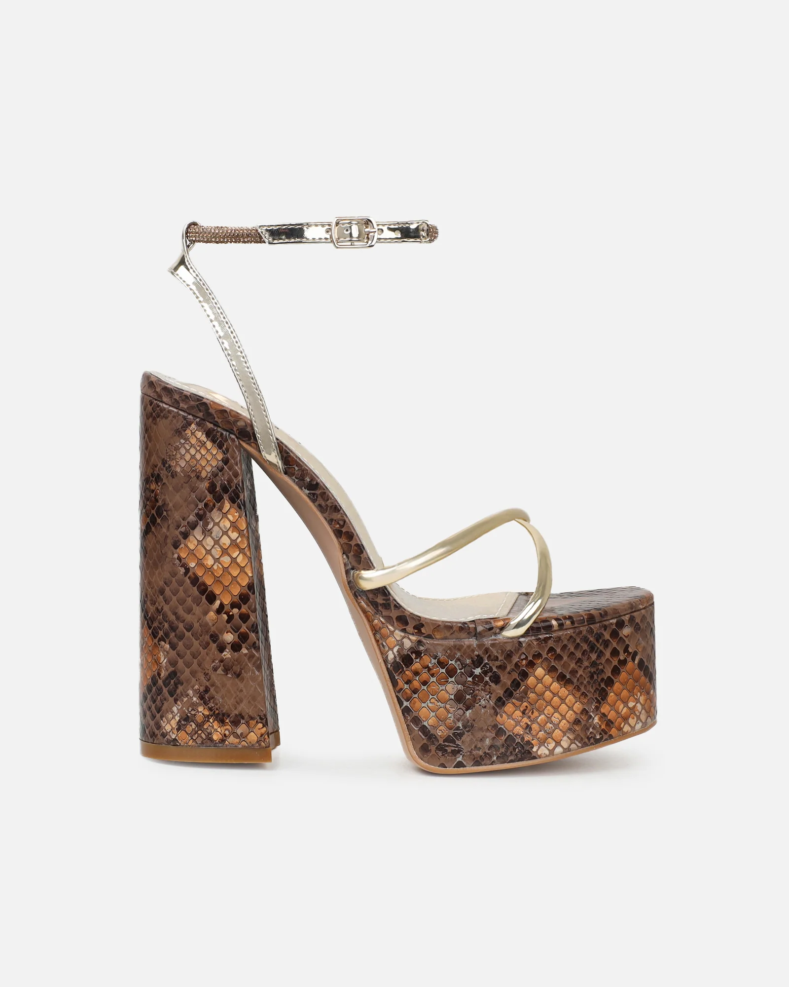 Keoni Beige Snake Platform Sandals - Image 2