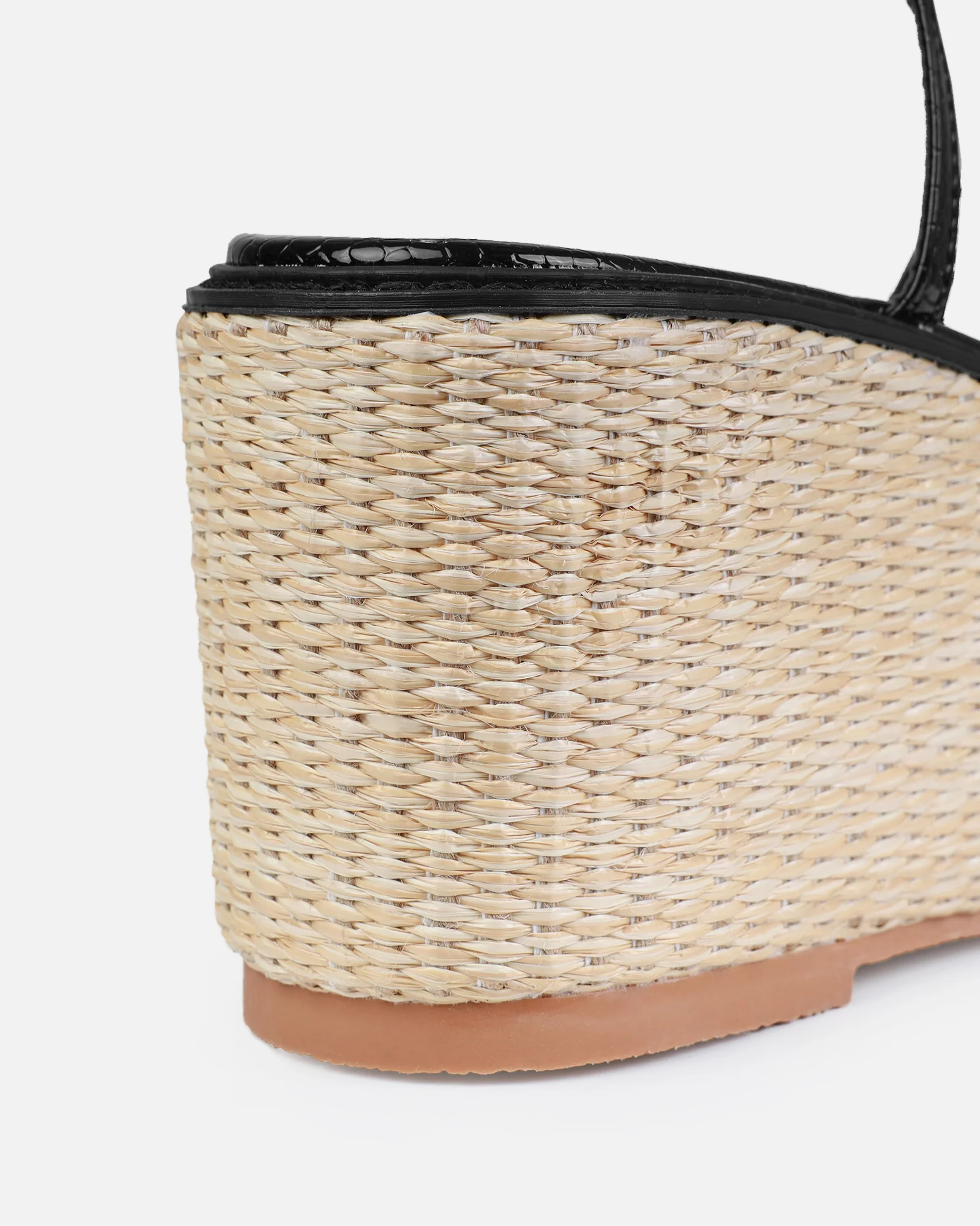 Kerensa Black Faux Snake Print Strappy Espadrille Wedges - Image 3