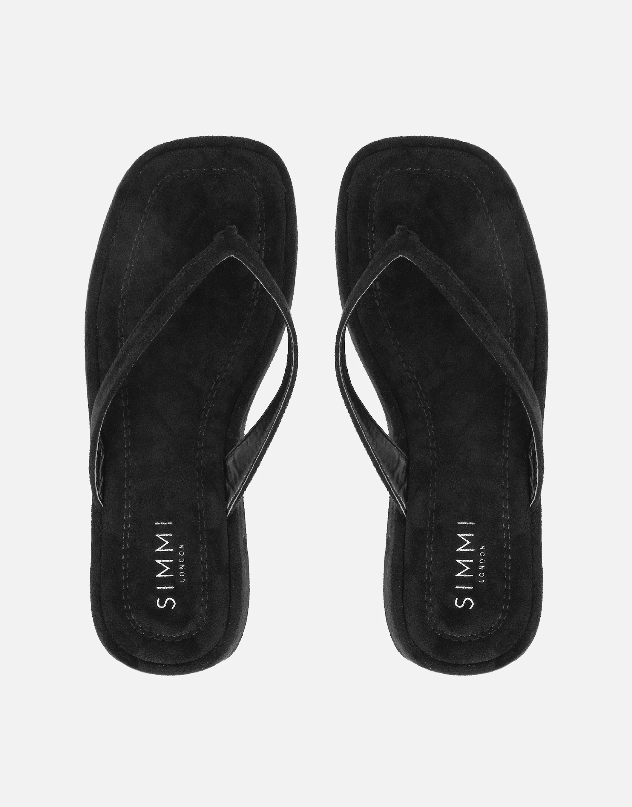 Kimmie Black Suede Flatform Toe Post Sandals - Image 3