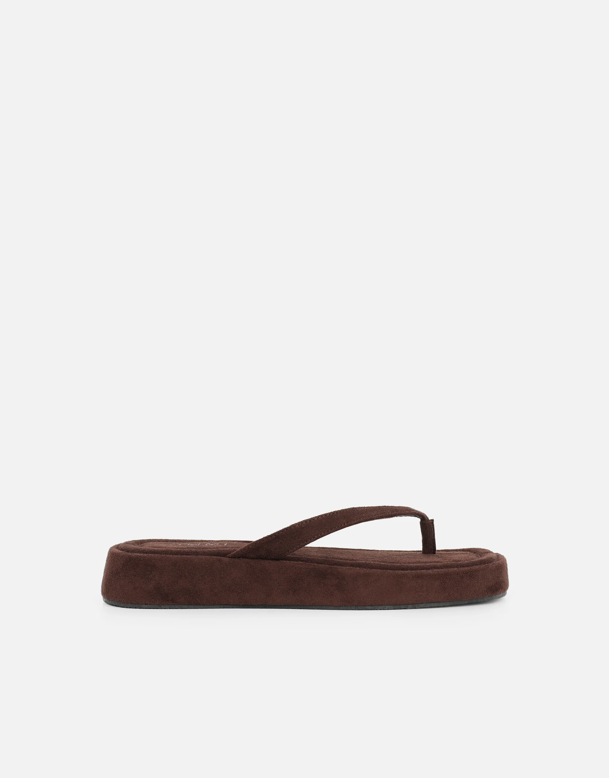 Kimmie Brown Suede Flatform Toe Post Sandals - Image 2