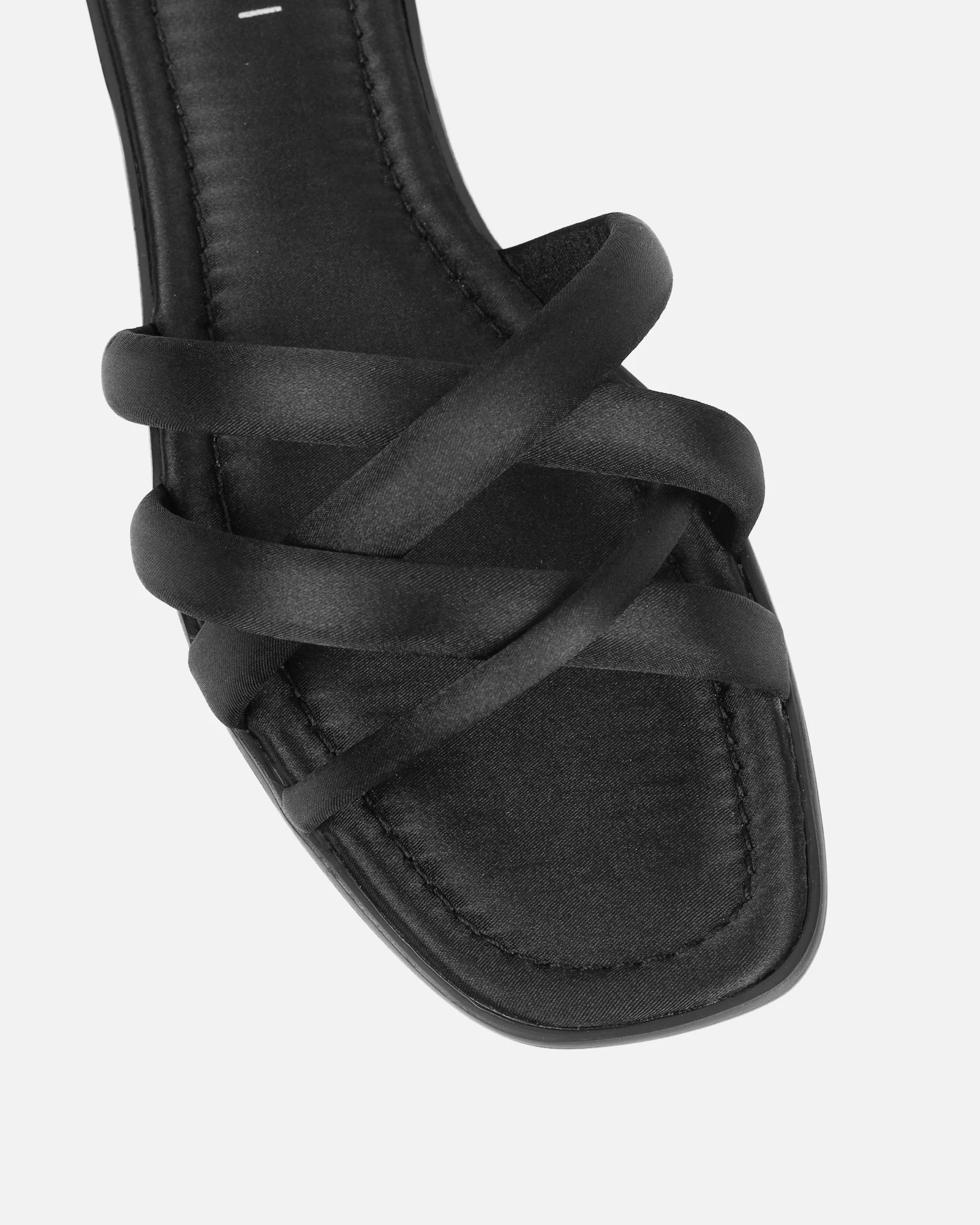 Kina Black Satin Padded Slip On Flat Sandals - Image 4