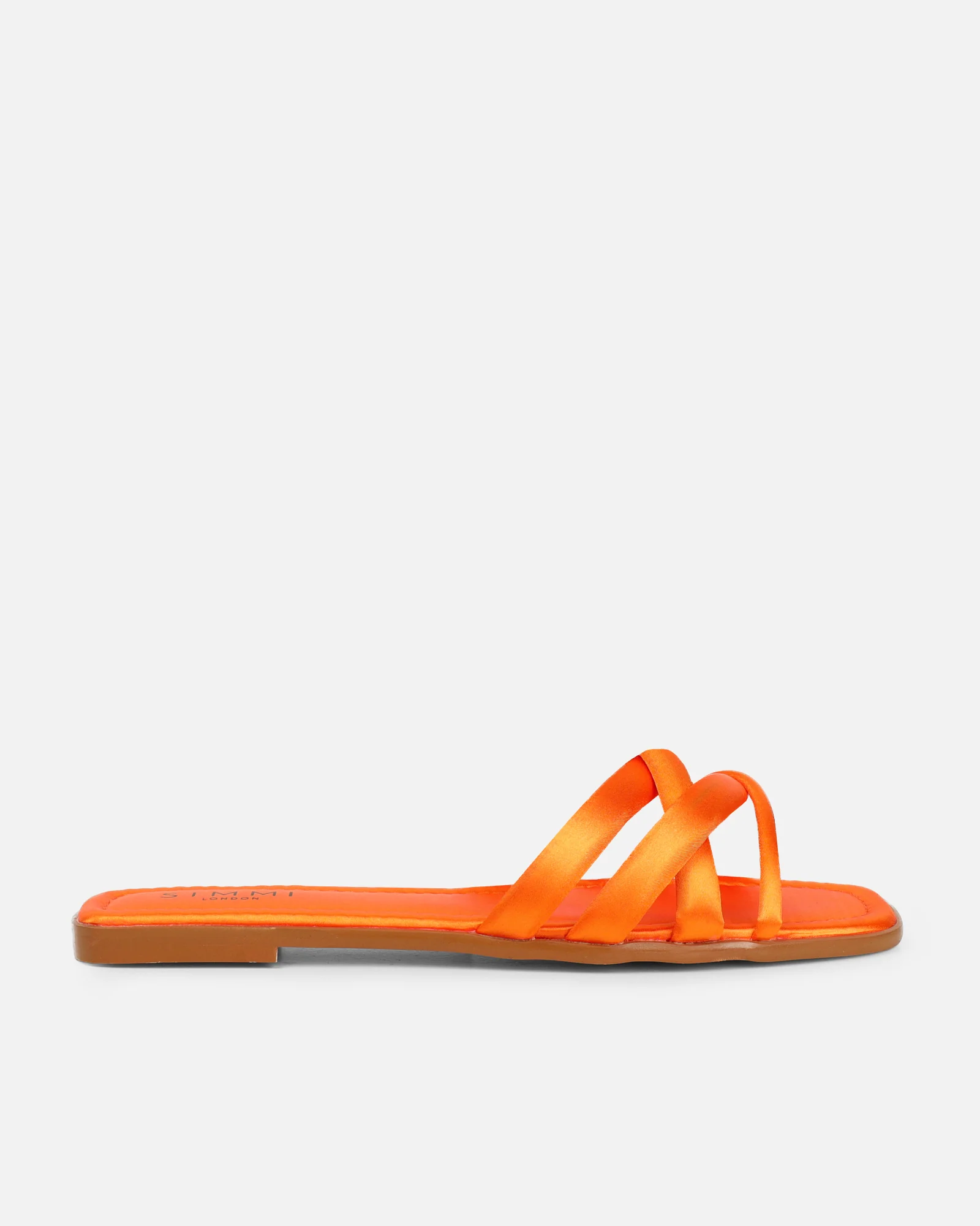 Kina Orange Satin Padded Slip On Flat Sandals - Image 2