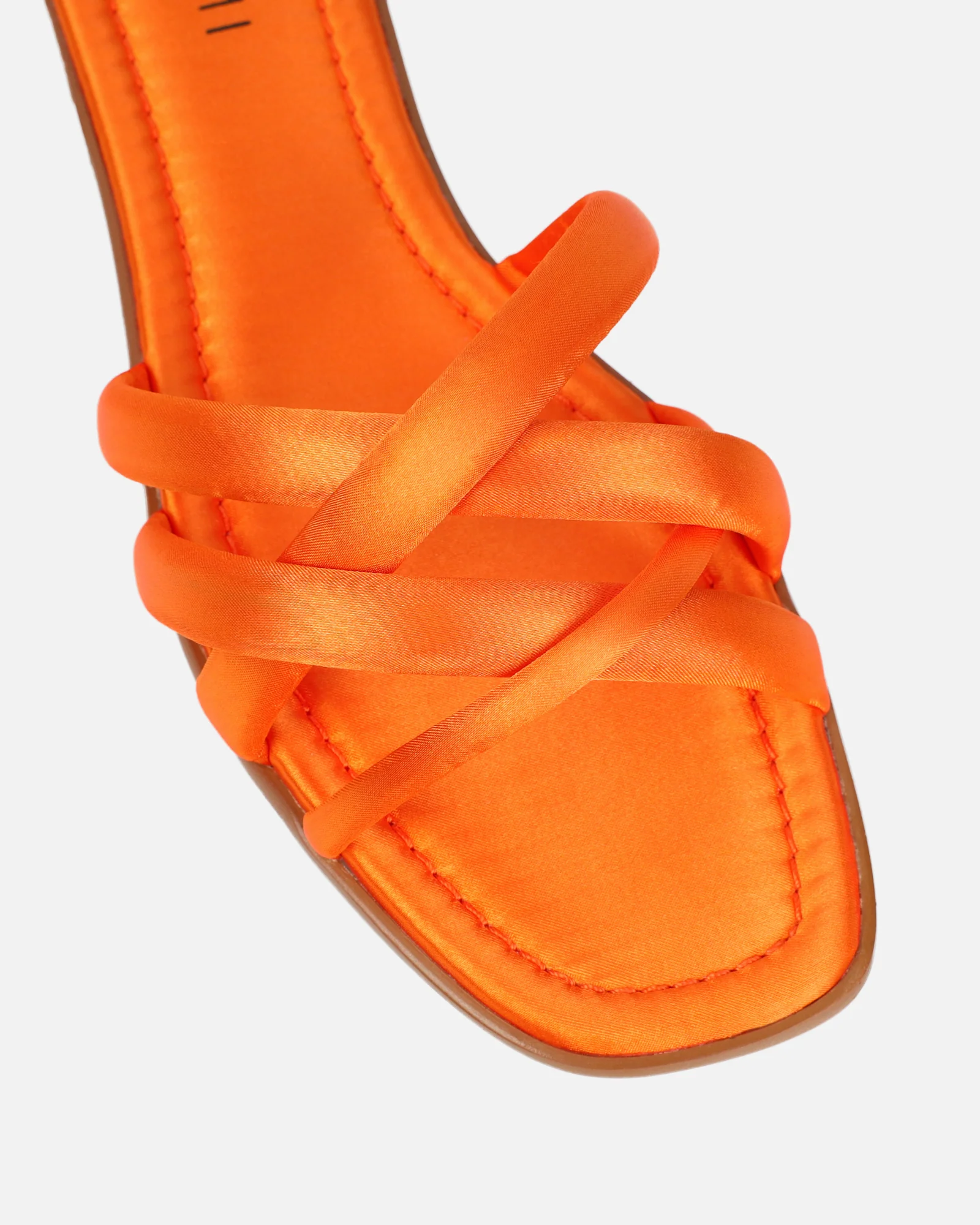 Kina Orange Satin Padded Slip On Flat Sandals - Image 4