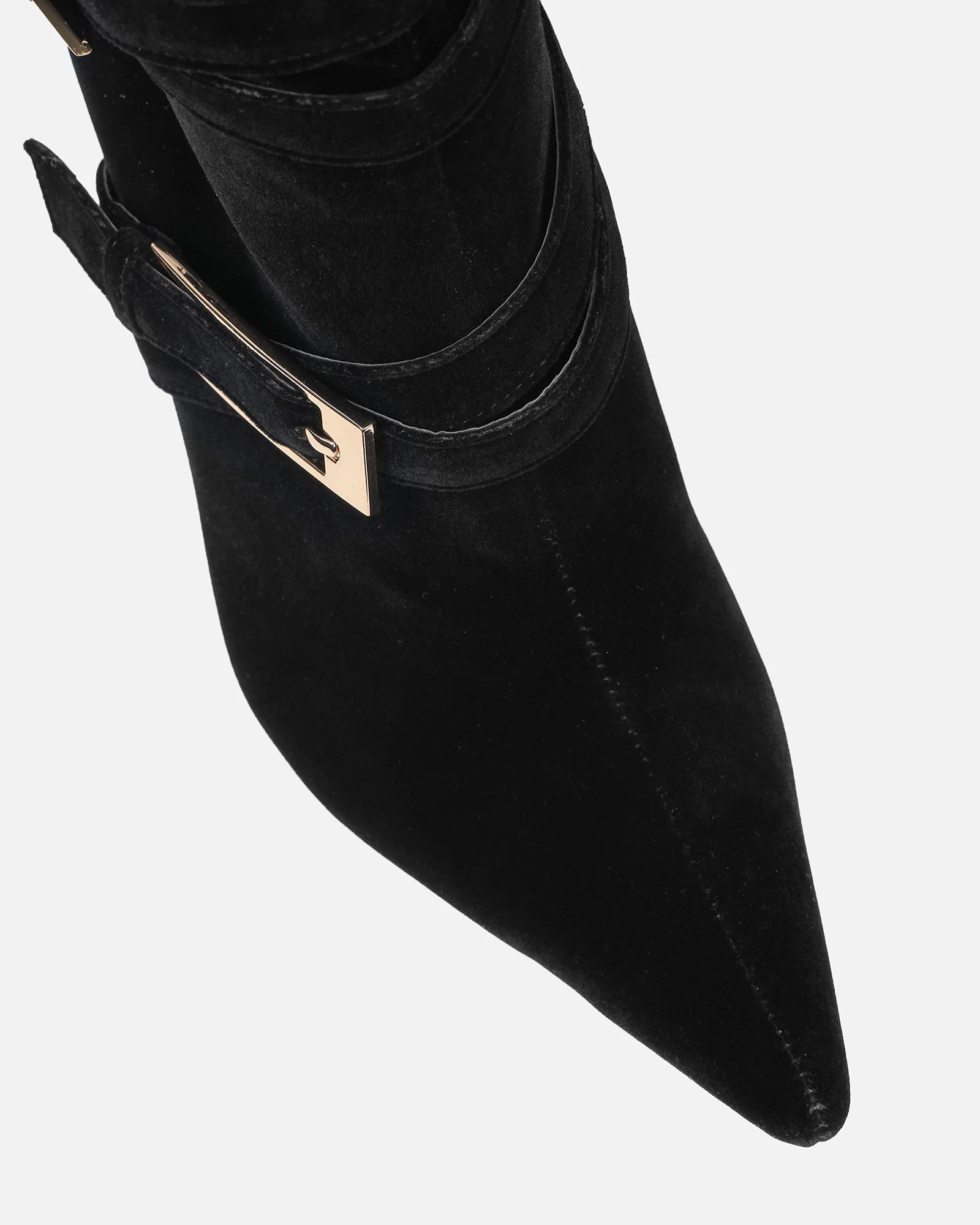 Kingston Black Suede Buckle Knee Boots - Image 4