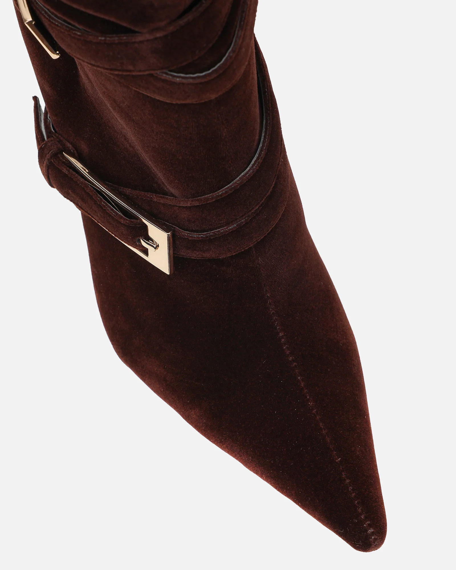 Kingston Chocolate Brown Suede Buckle Knee Boots - Image 4