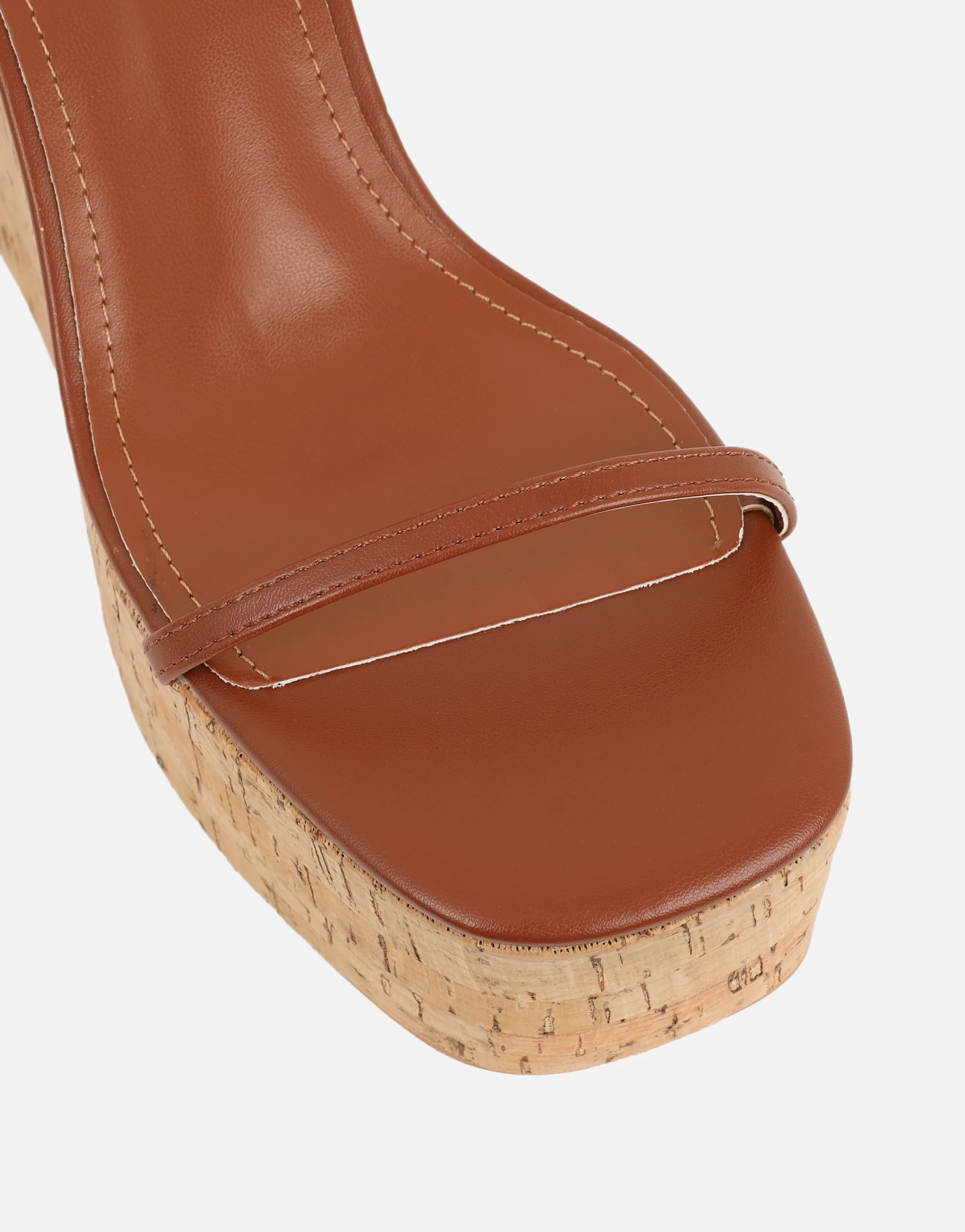 Kitty Tan Wedge Heeled Sandals - Image 4