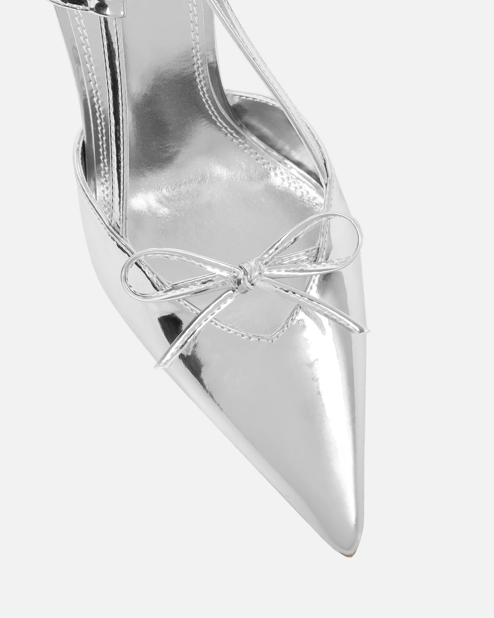 Klara silver mirror bow detail court shoes - Image 4