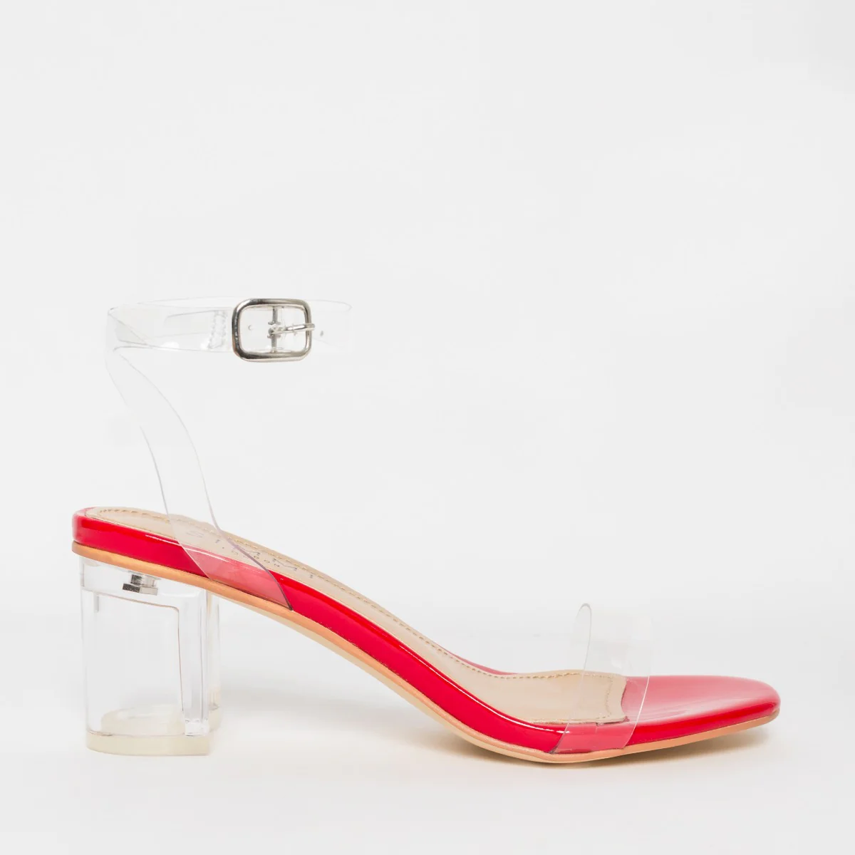 Koko Red Clear Mid Block Heels