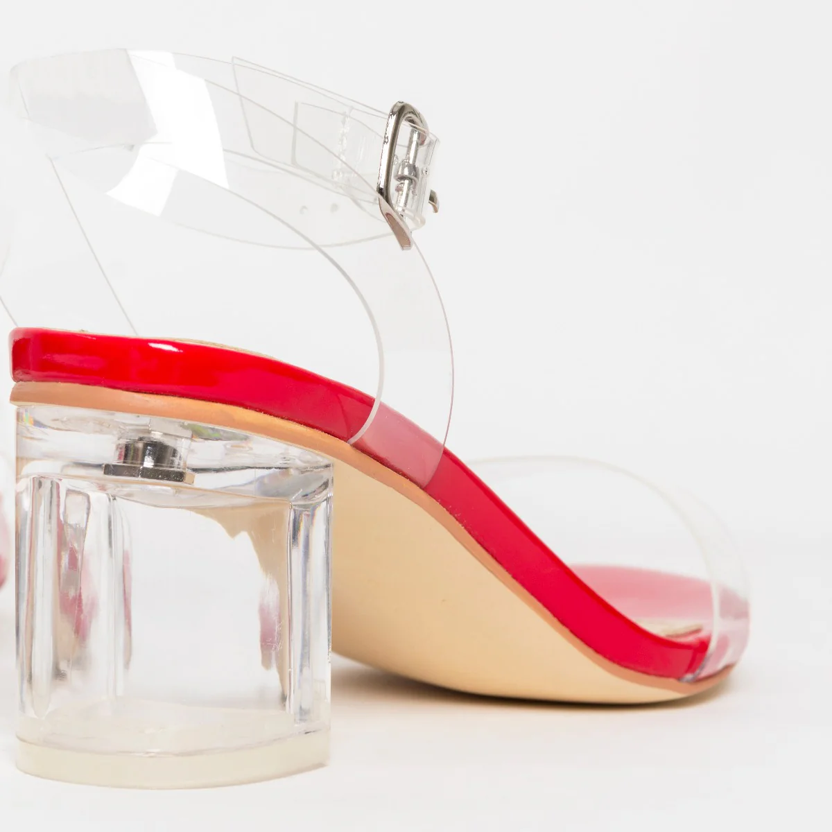 Koko Red Clear Mid Block Heels - Image 3