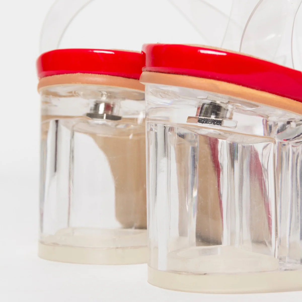 Koko Red Clear Mid Block Heels - Image 4