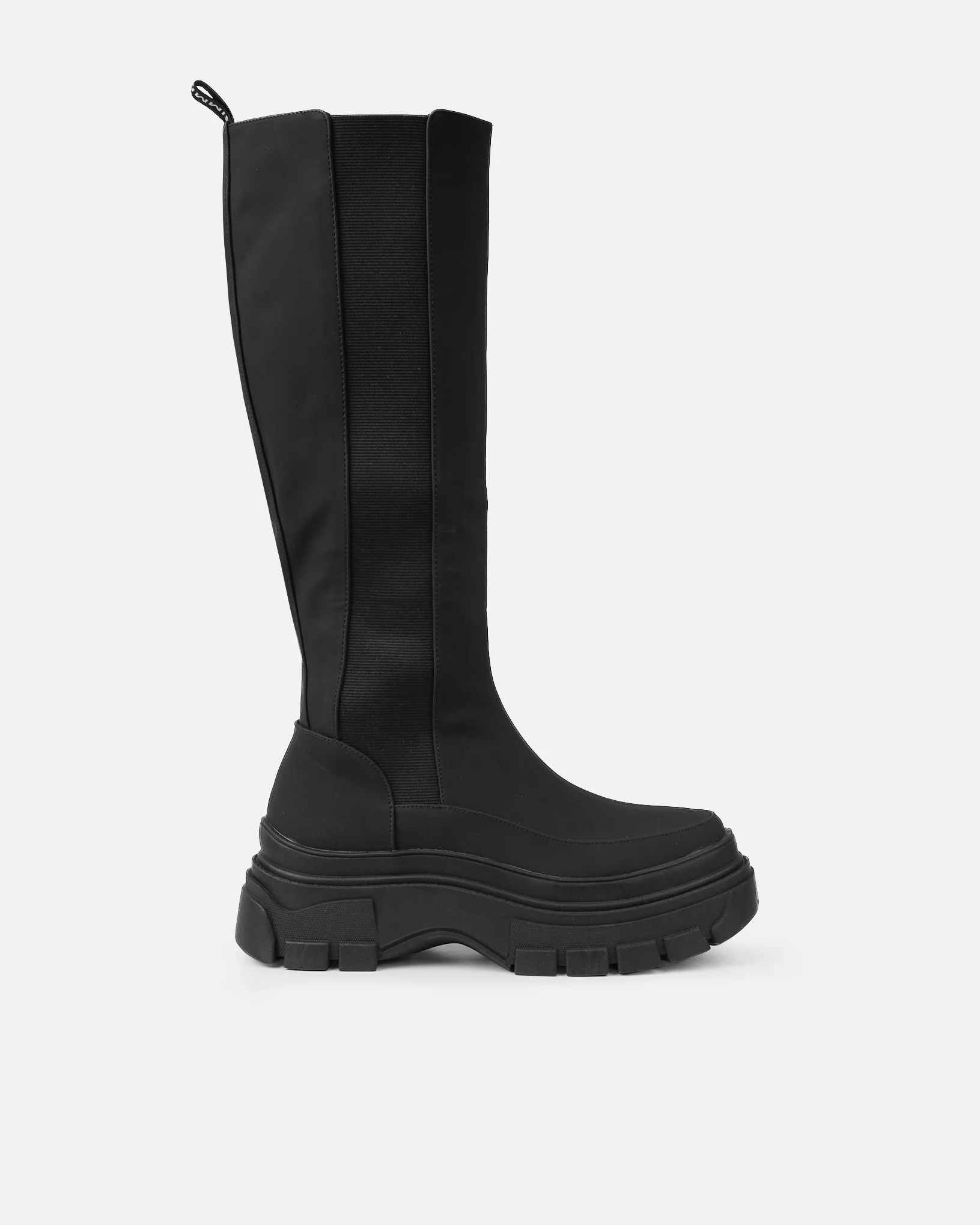 Kruse Black Rubberised Flat Chunky Knee High Boots - Image 2