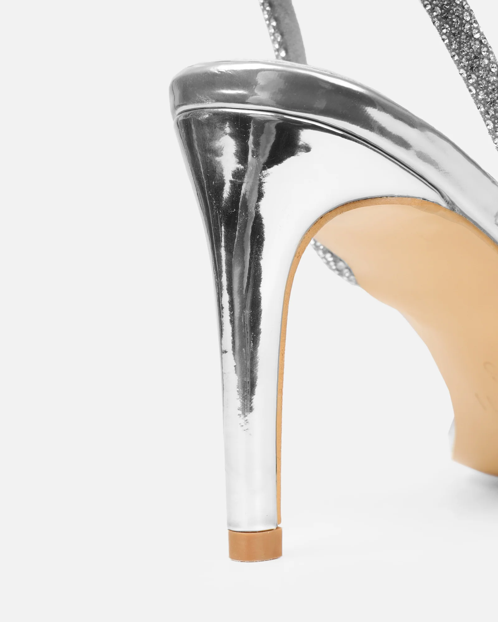 Kylen Silver Mirror Diamante Heeled Sandals - Image 3