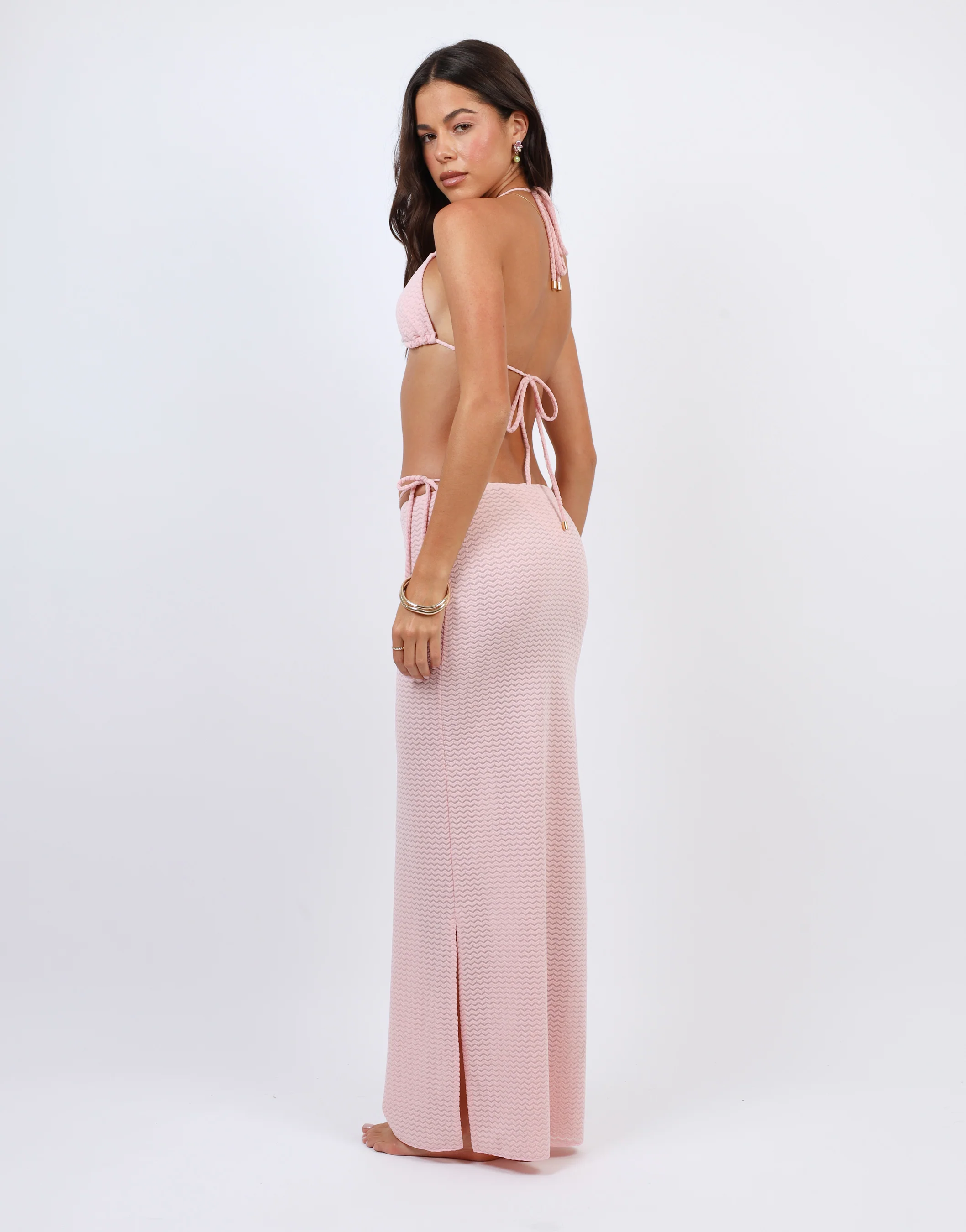 Kylie Chevron Beach Maxi Skirt in Pink - Image 2