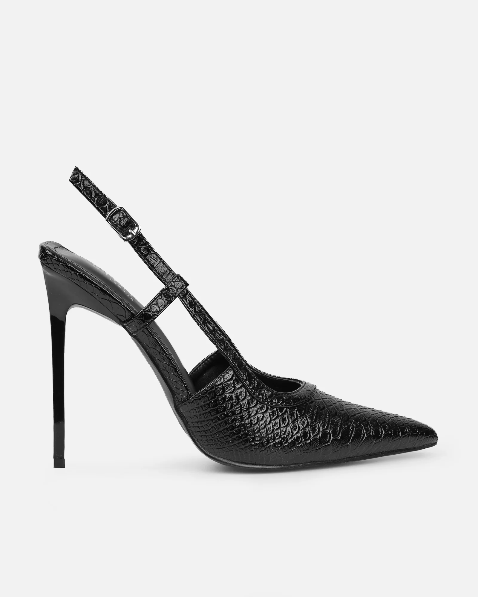 Lalli Black Snake Effect Court Shoes - Image 2