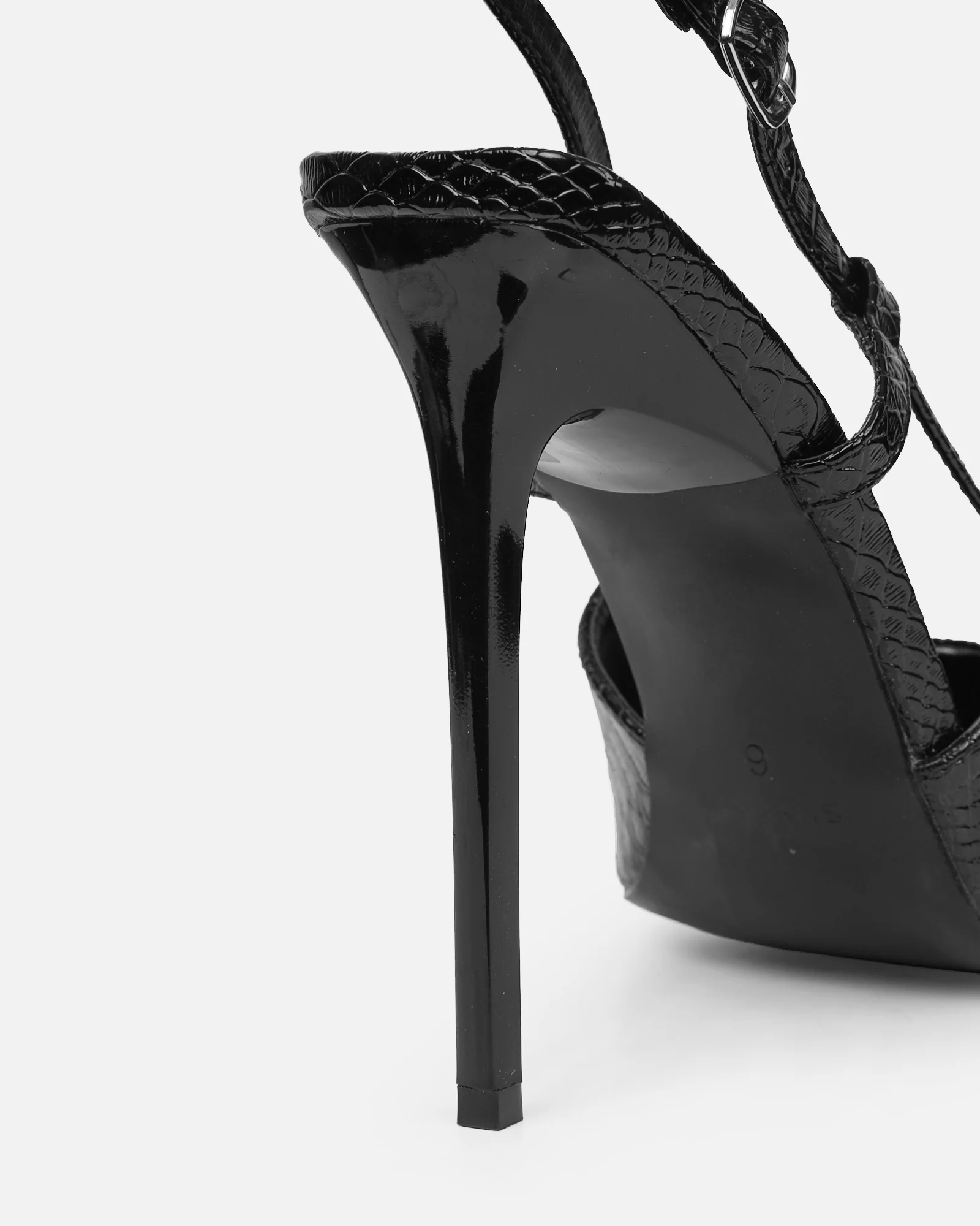 Lalli Black Snake Effect Court Shoes - Image 3