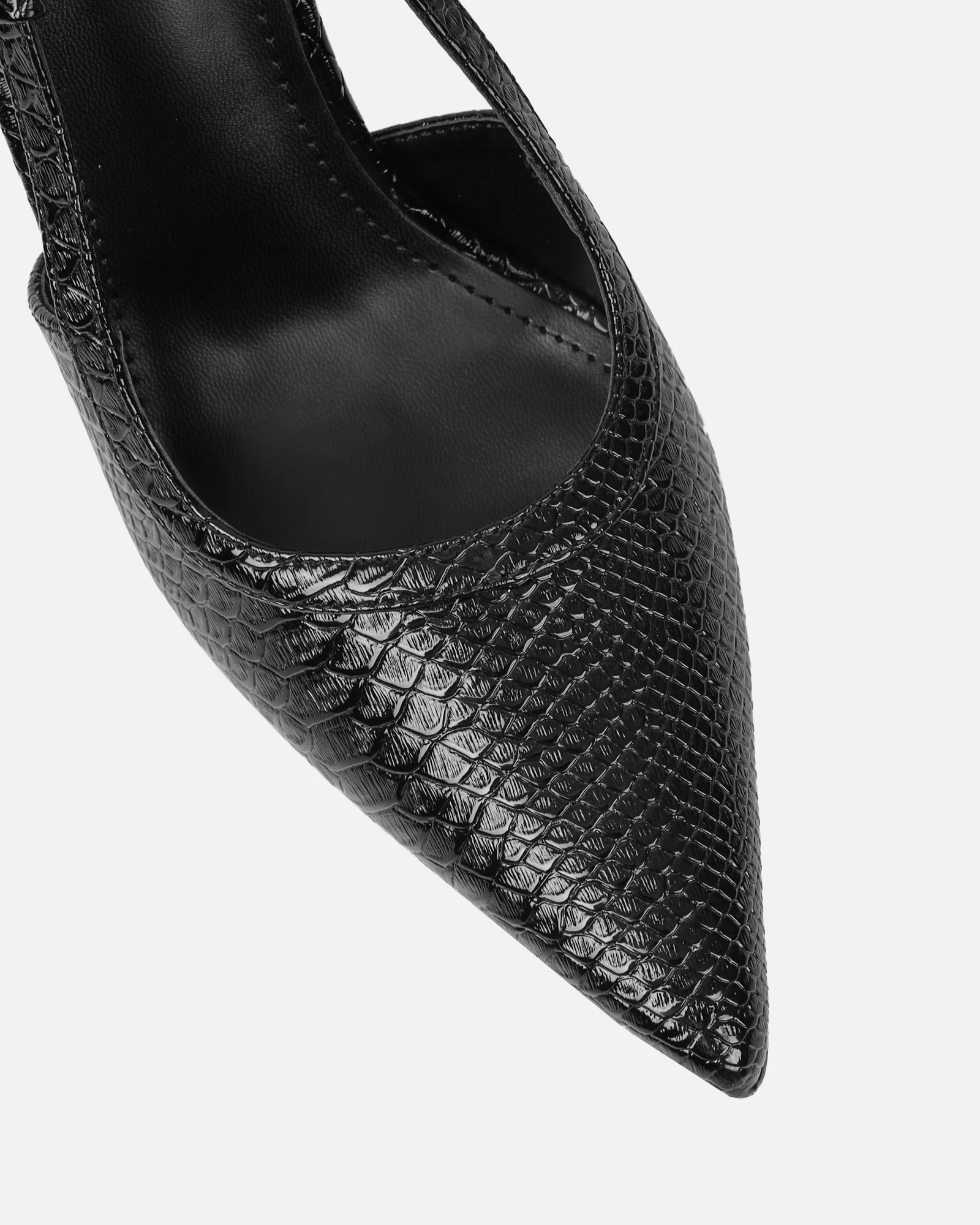 Lalli Black Snake Effect Court Shoes - Image 4