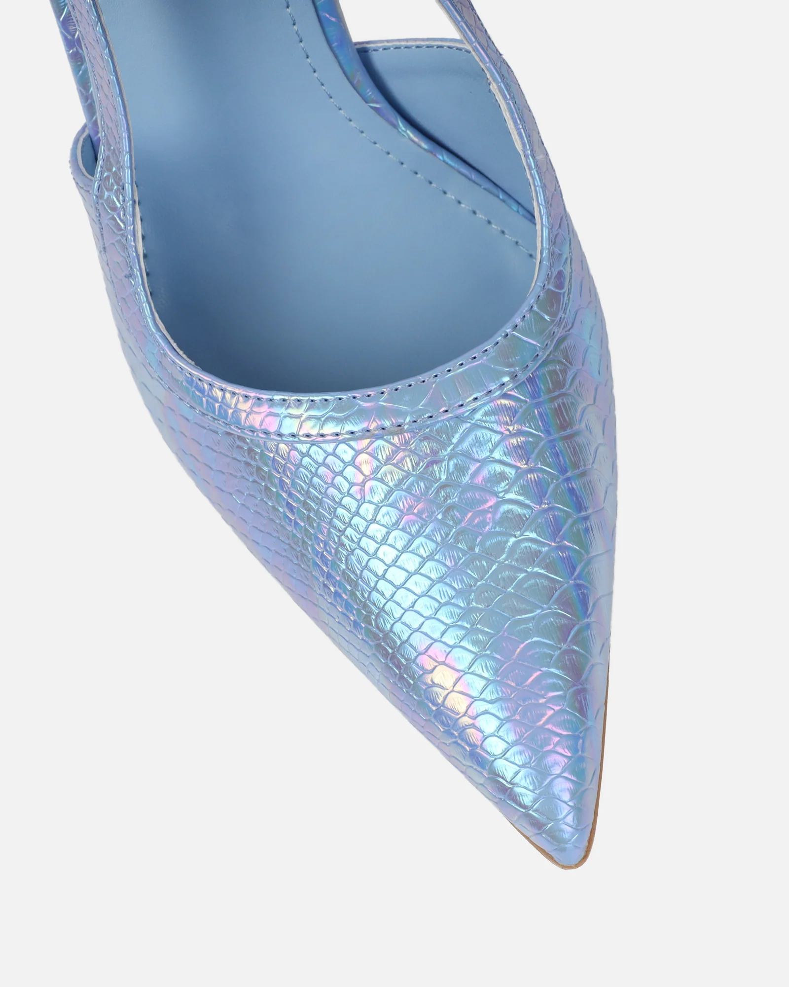 Lalli Blue Snake Effect Court Shoes - Image 4