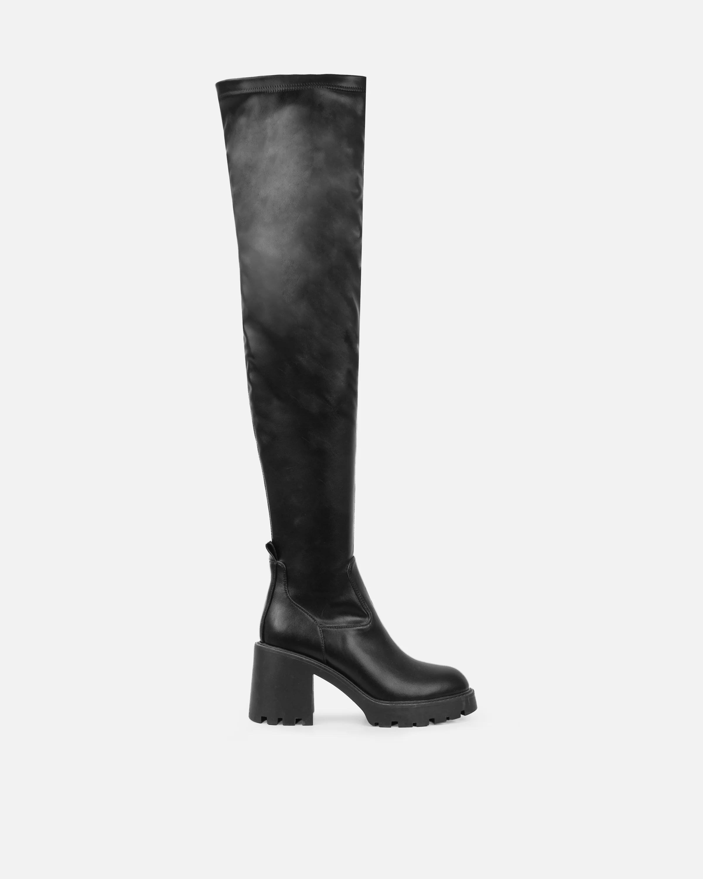 Lancelot Black Mid Heeled Stretch Over The Knee Thigh High Boots - Image 2