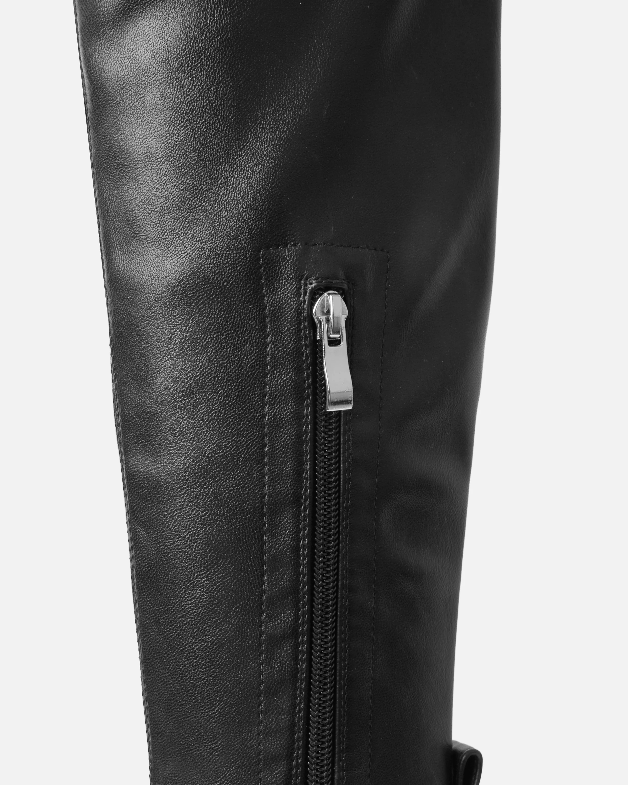 Lancelot Black Mid Heeled Stretch Over The Knee Thigh High Boots - Image 3