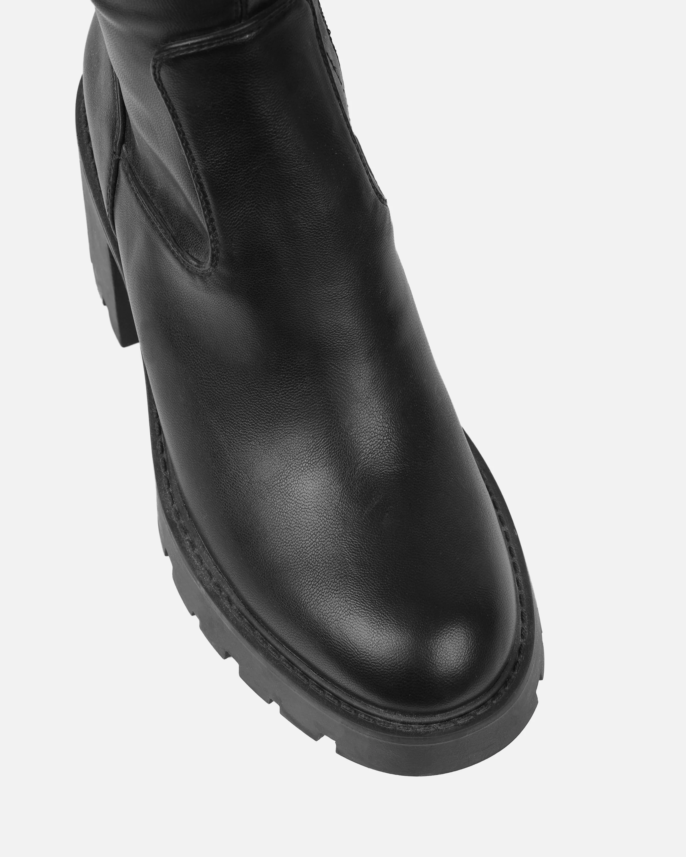 Lancelot Black Mid Heeled Stretch Over The Knee Thigh High Boots - Image 4