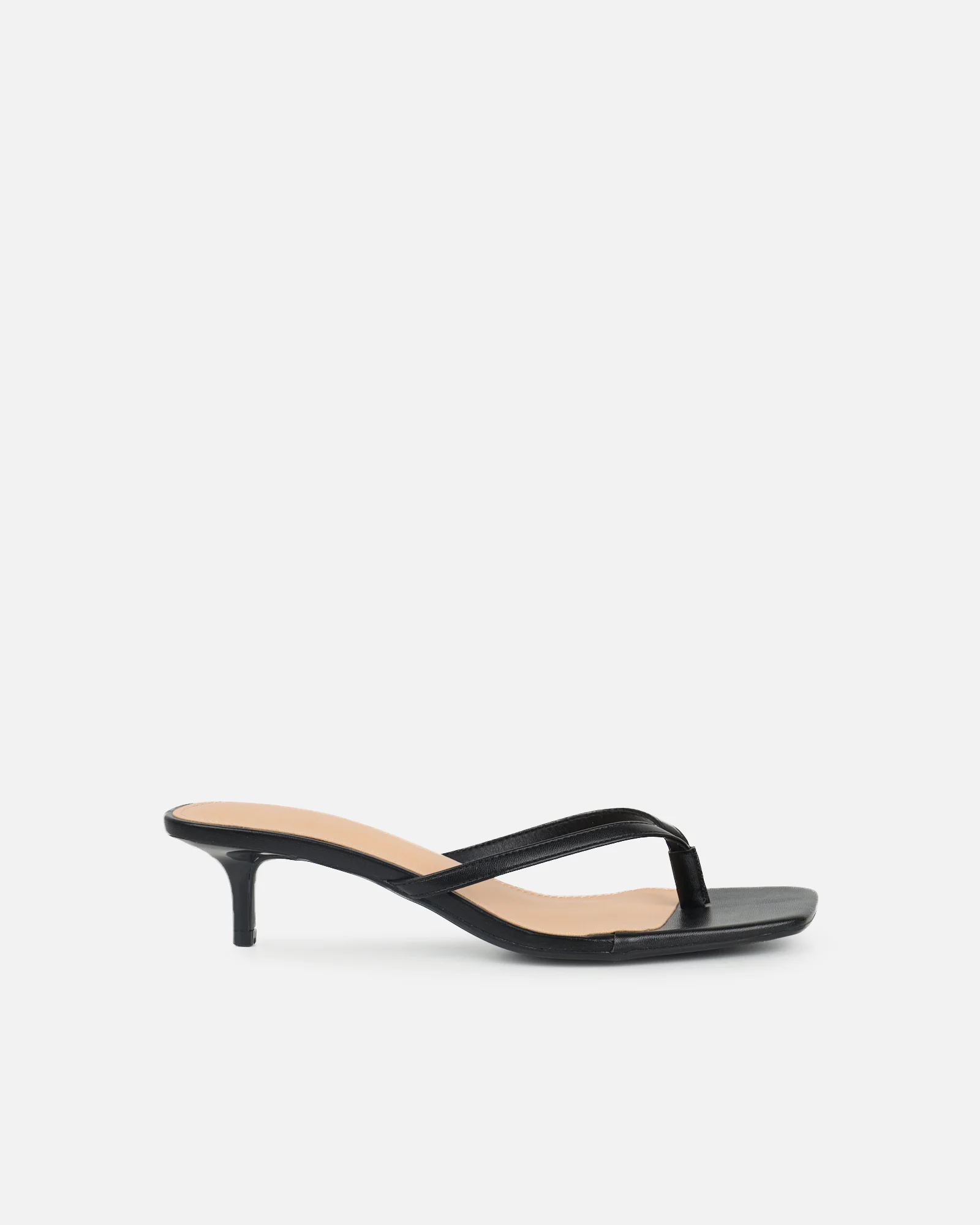 Laura Black Toe Post Kitten Heeled Sandals - Image 2