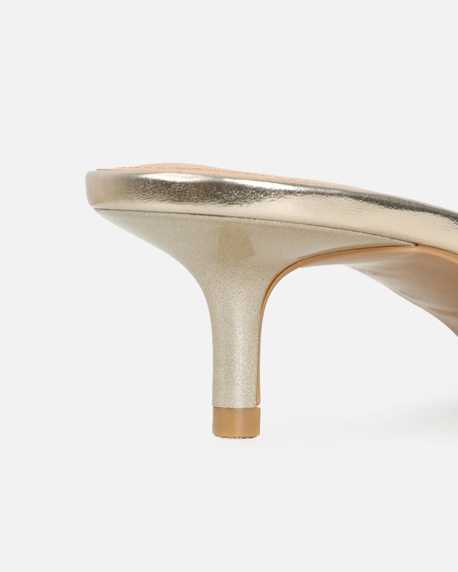 Laura Gold Mirror Toe Post Kitten Heeled Sandals - Image 3