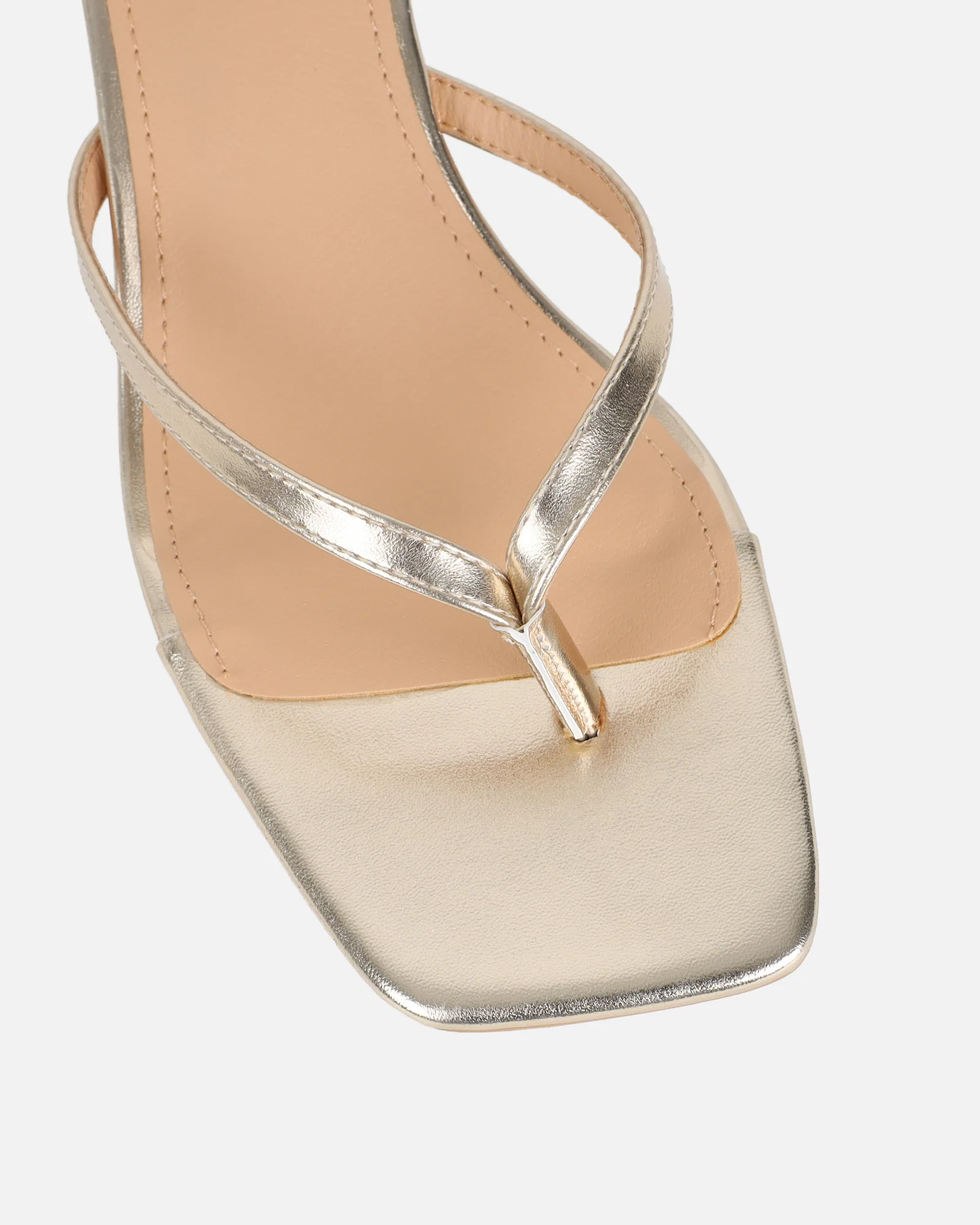 Laura Gold Mirror Toe Post Kitten Heeled Sandals - Image 4