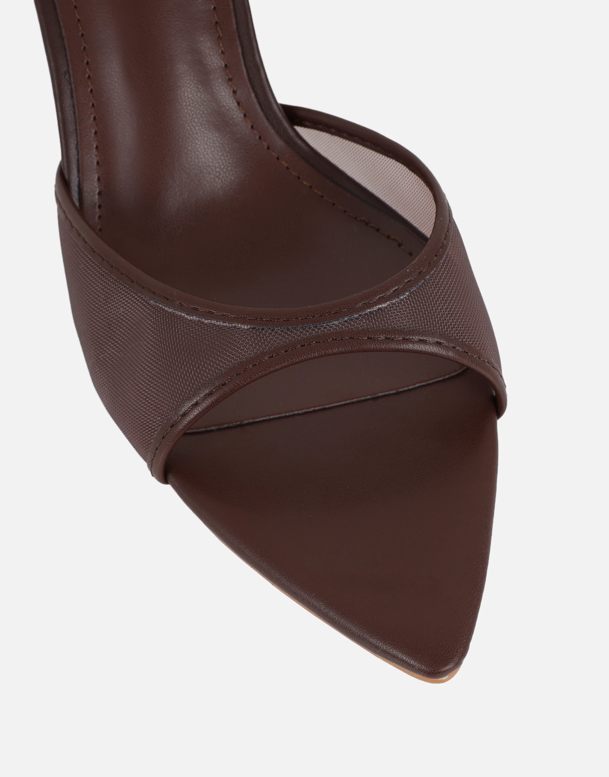 Lauri Brown Mesh Peep Toe Heeled Sandals - Image 4