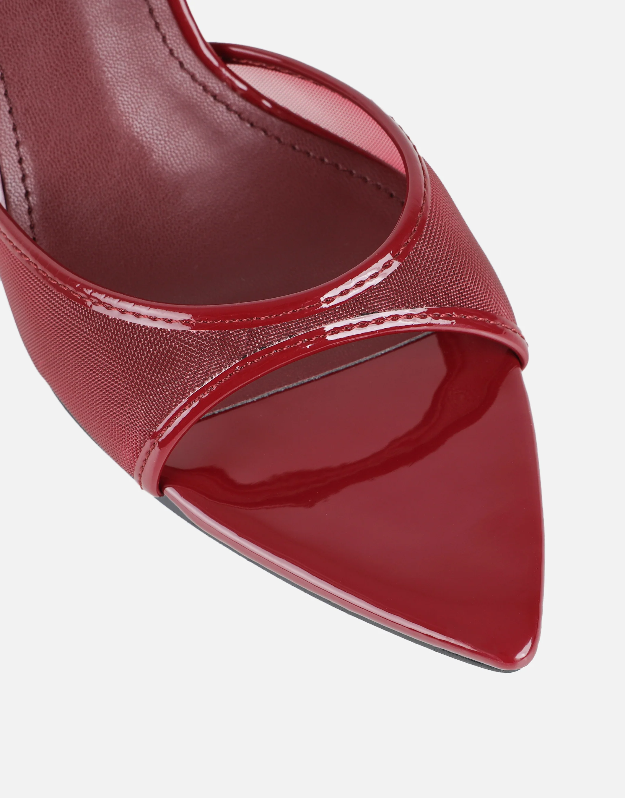 Lauri Burgundy Mesh Peep Toe Heeled Sandals - Image 4