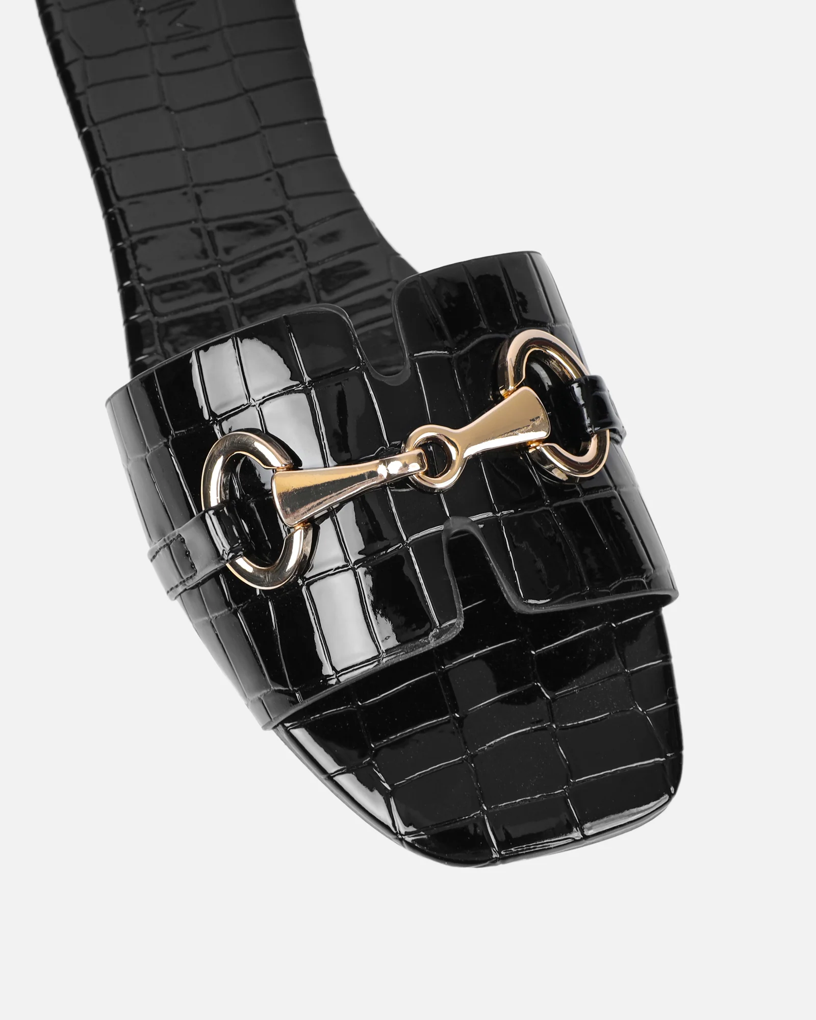 Lavinia Black Croc Snaffle Trim Flat Sandals - Image 4