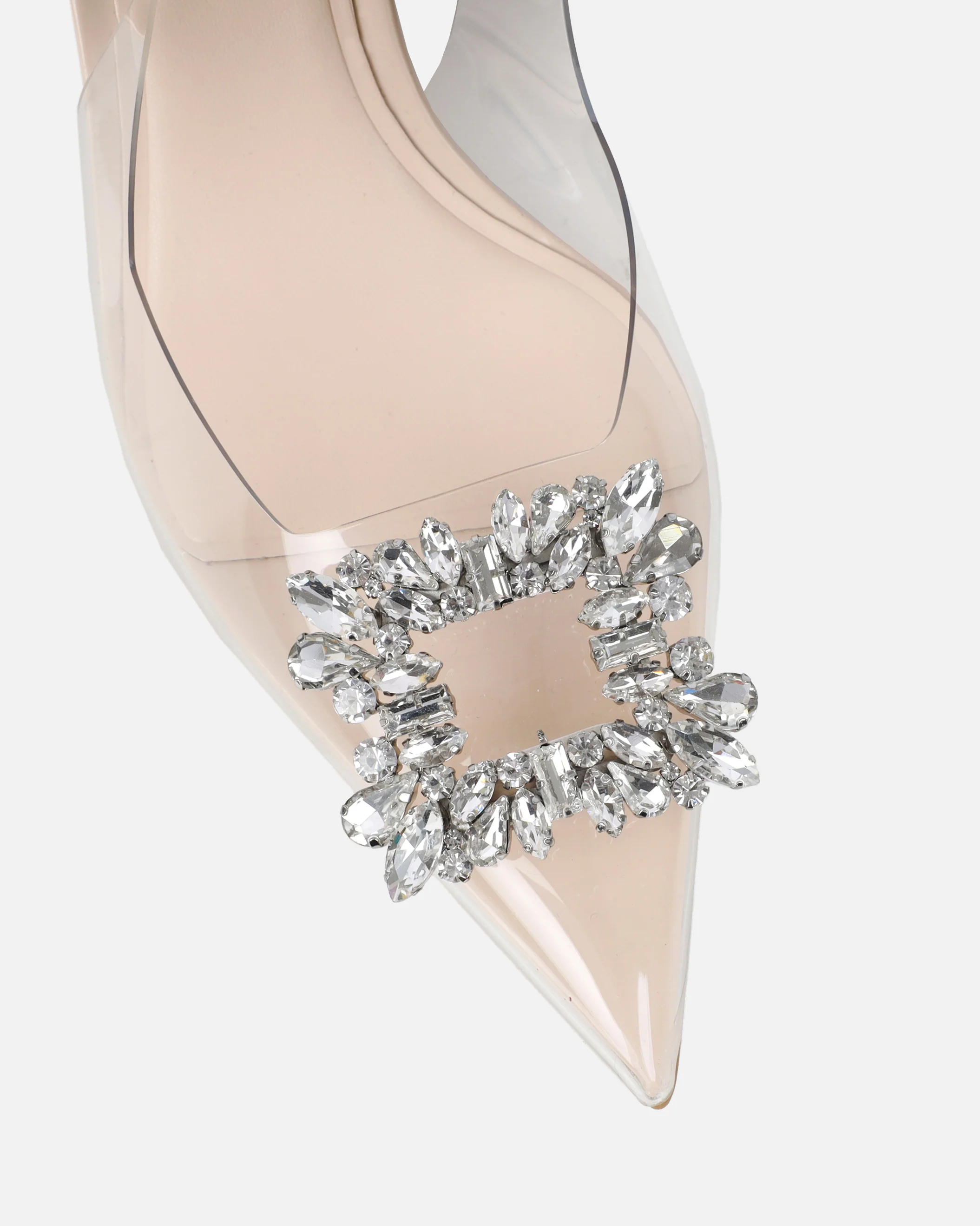 Laylin Clear Nude Diamante Sling Back Court Shoes - Image 4