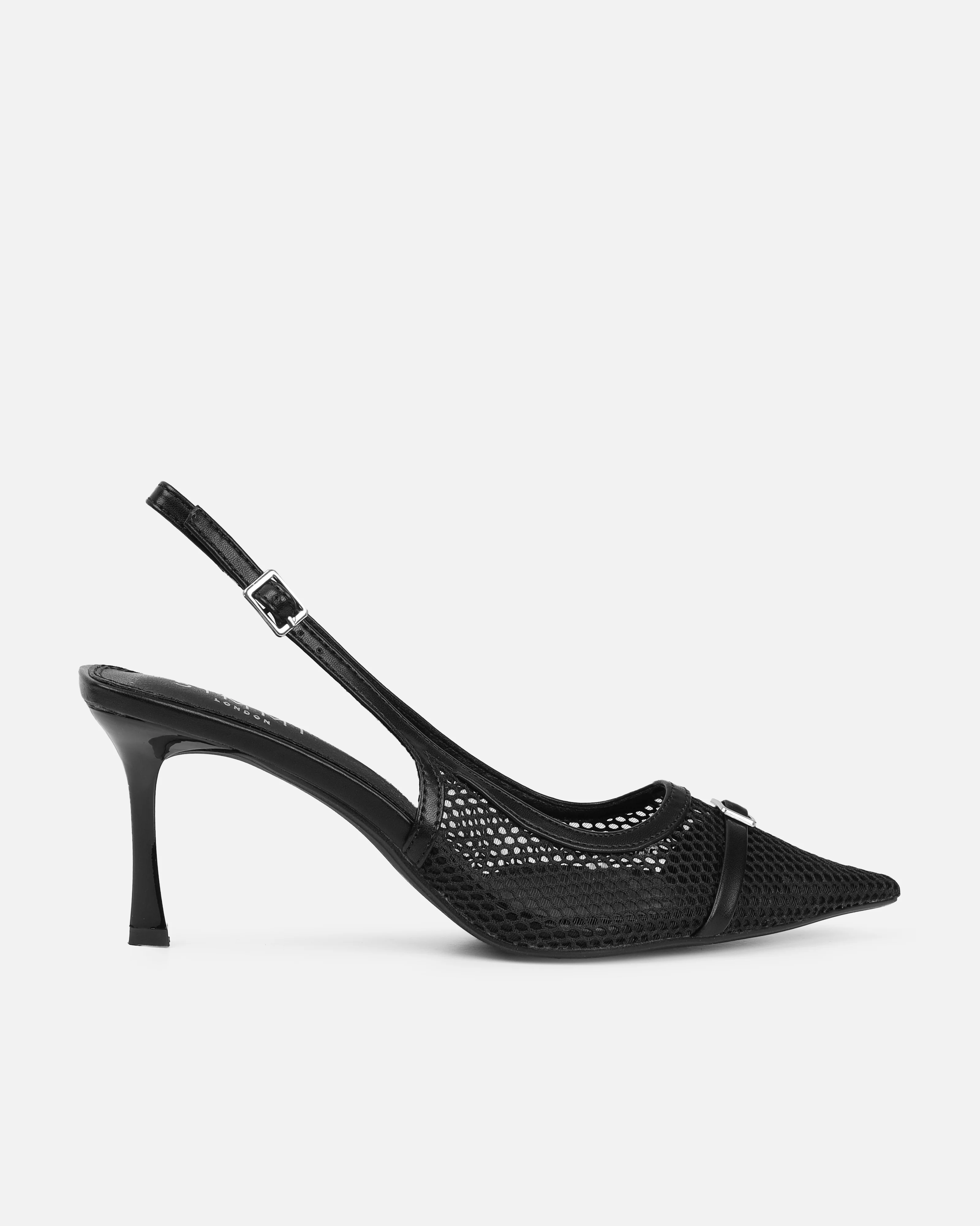 Lays Black Mesh Sling Back Court Shoes - Image 2