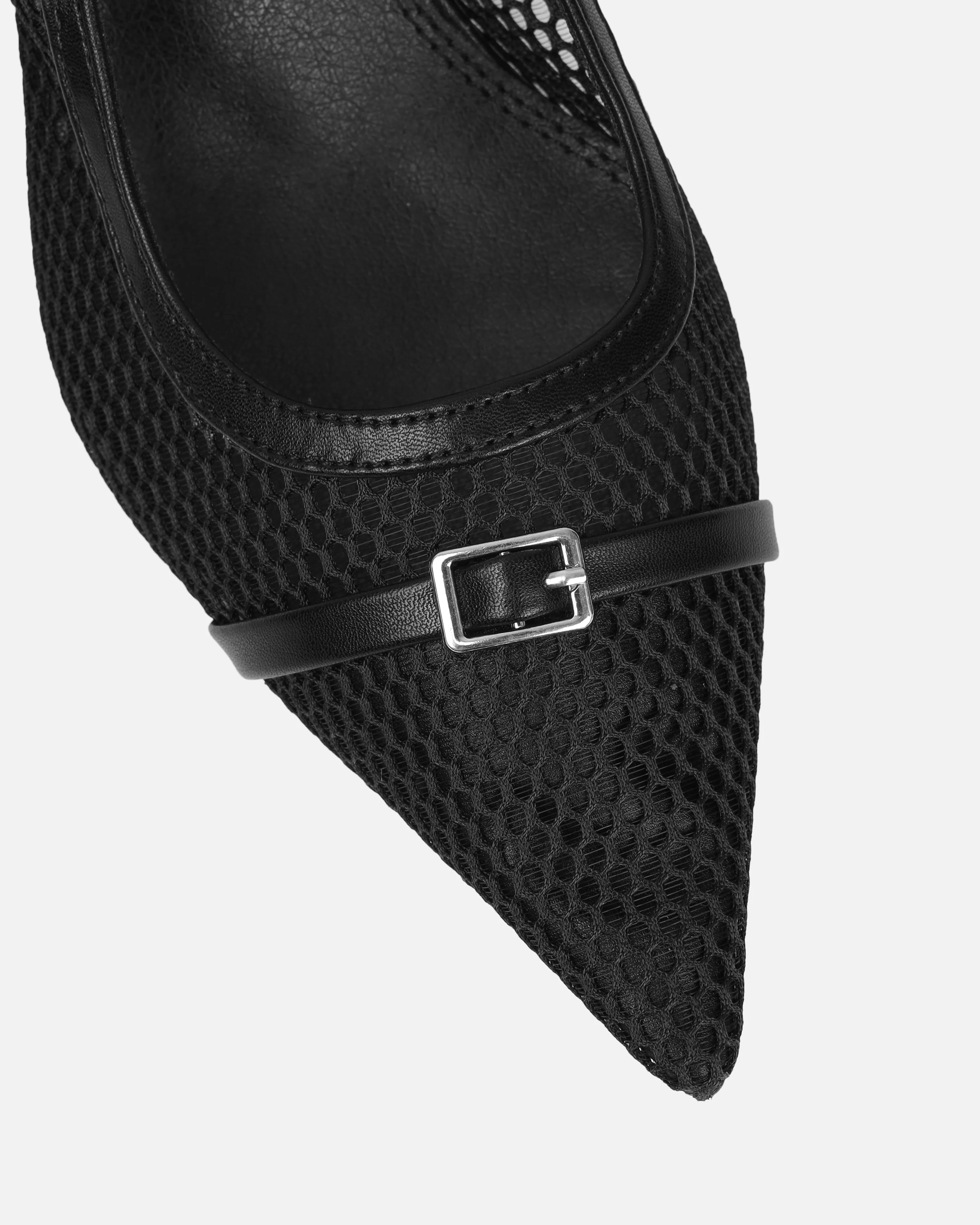 Lays Black Mesh Sling Back Court Shoes - Image 4