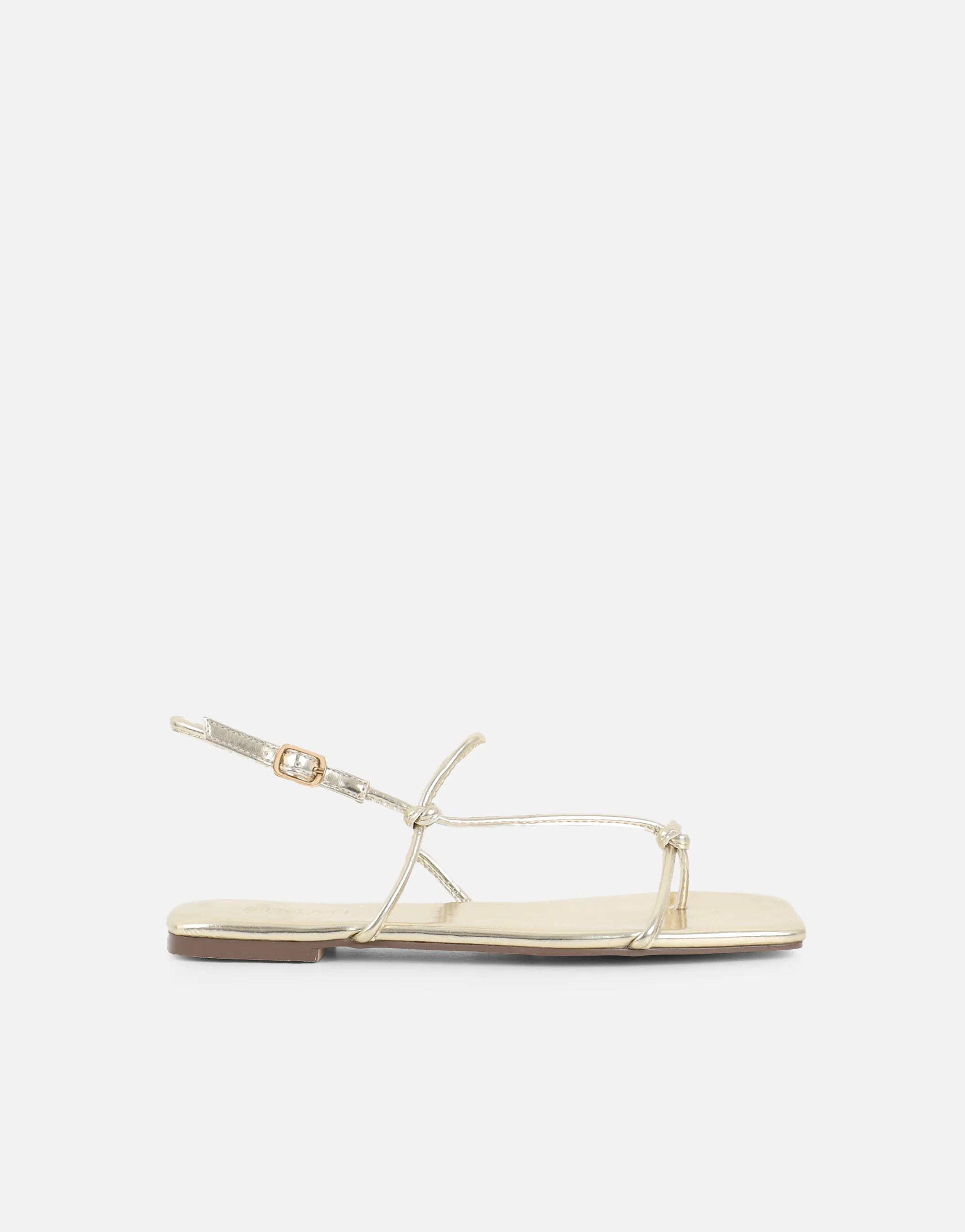 Leana Gold Metalic Strappy Flat Sandals - Image 2