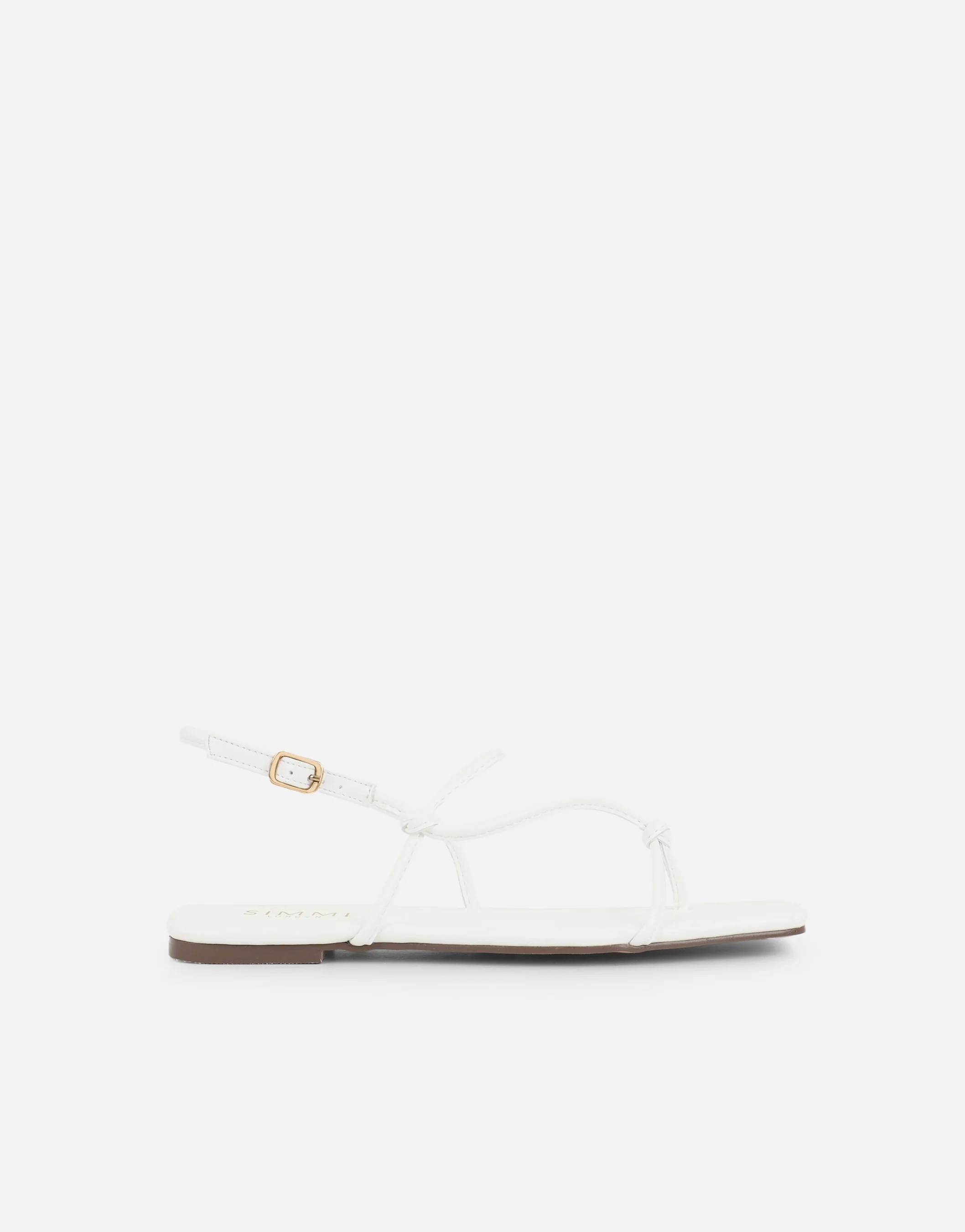 Leana White Strappy Flat Sandals - Image 2