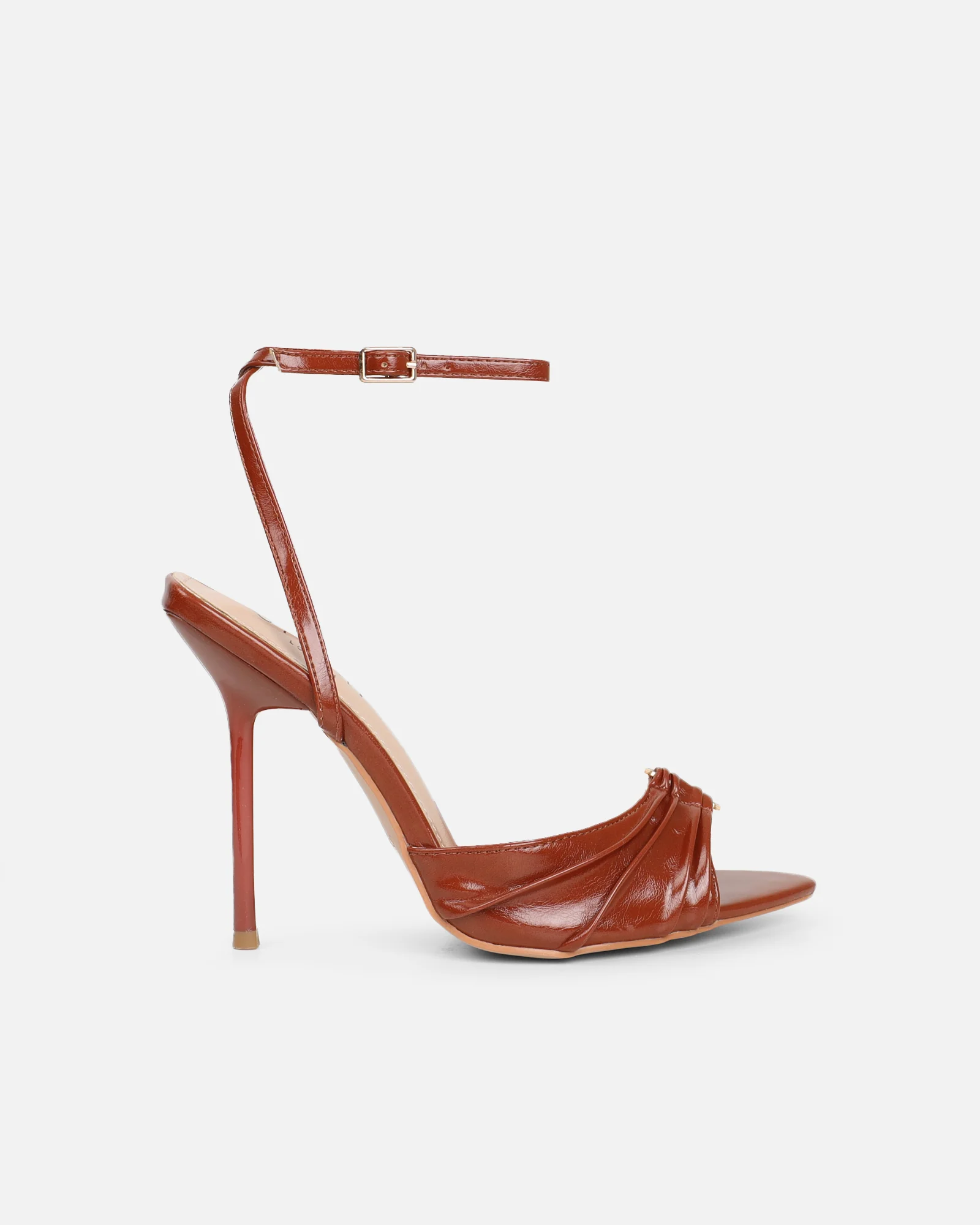 Leany Tan Shine Gold Detail Heeled Sandals - Image 2