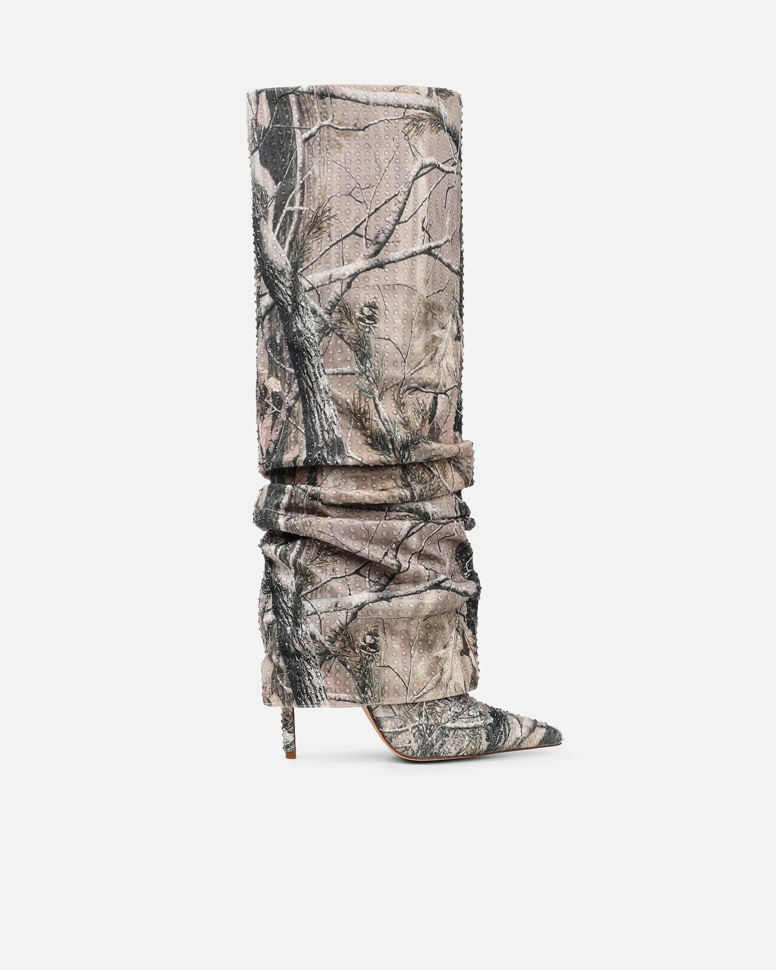 Ledger Natural Print Dew Drop Fold Over Heeled Boots - Image 2