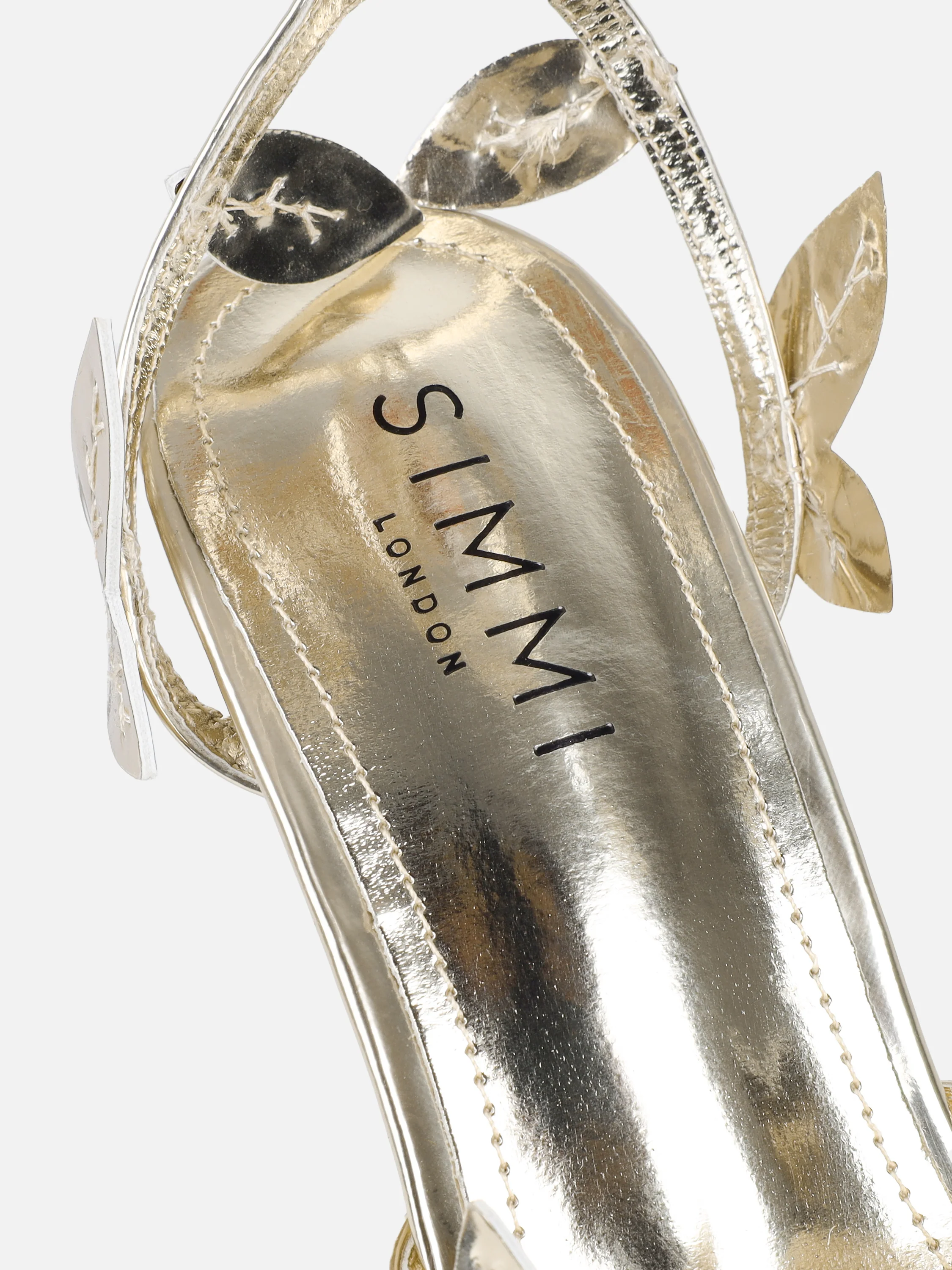 Lesia Gold Mirror Leaf Detail Heeled Sandals - Image 3
