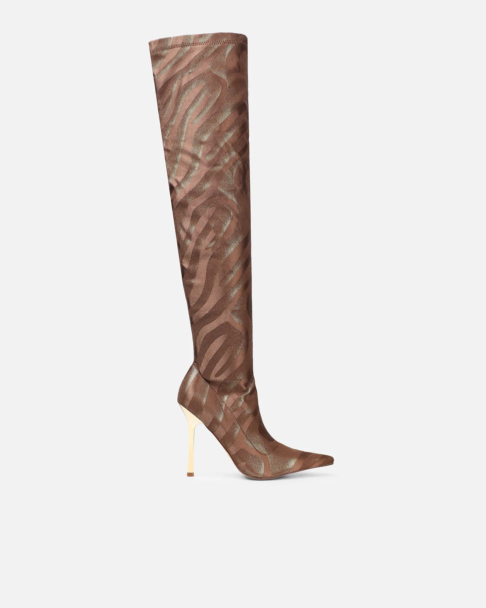 Lester brown printed stiletto over the knee boots - Image 2