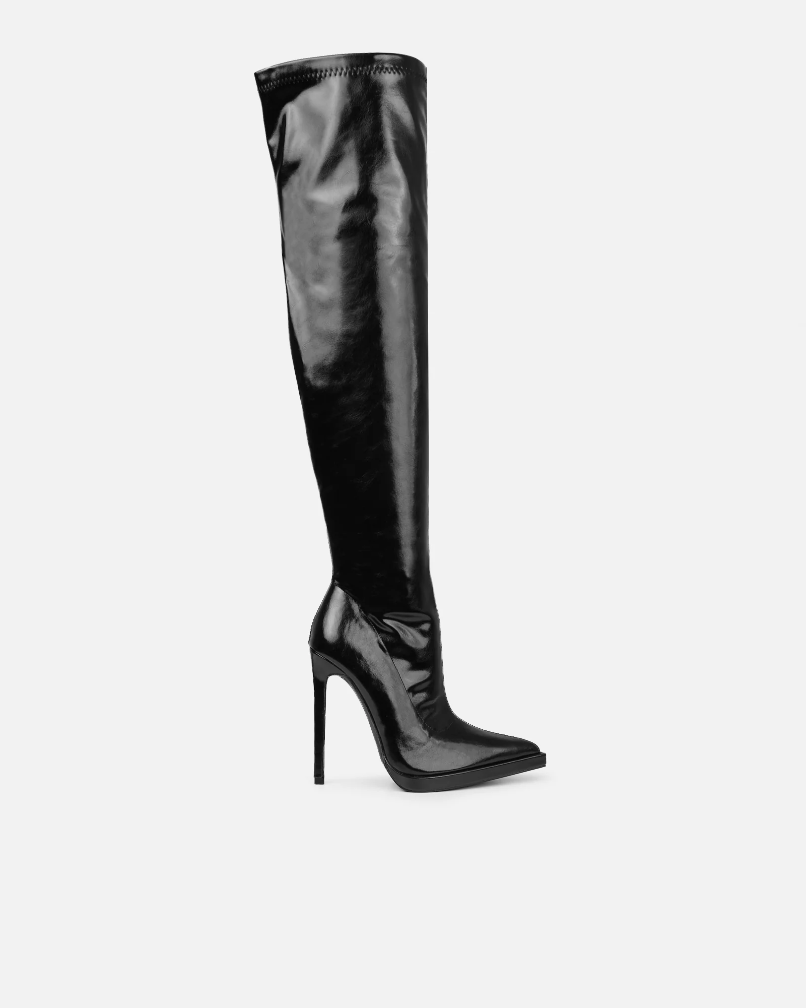 Lewie Black Stretch Over The Knee Boots - Image 3