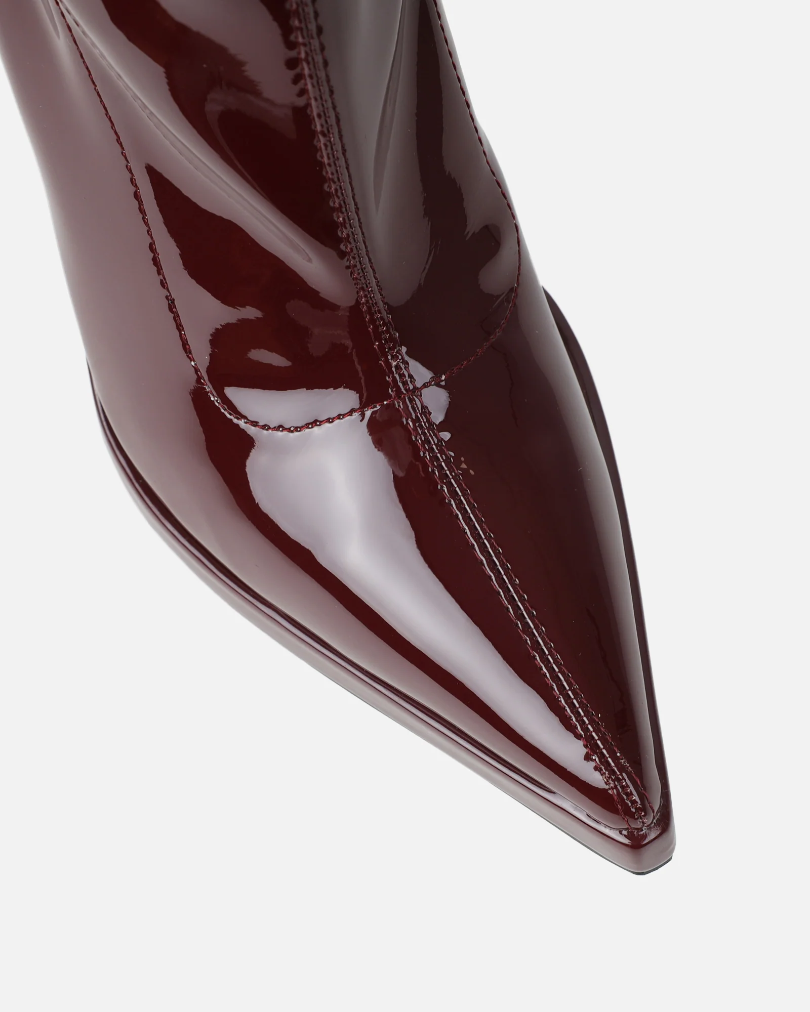 Lewin Dark Red Patent Pointed Stiletto Ankle Boots - Image 4