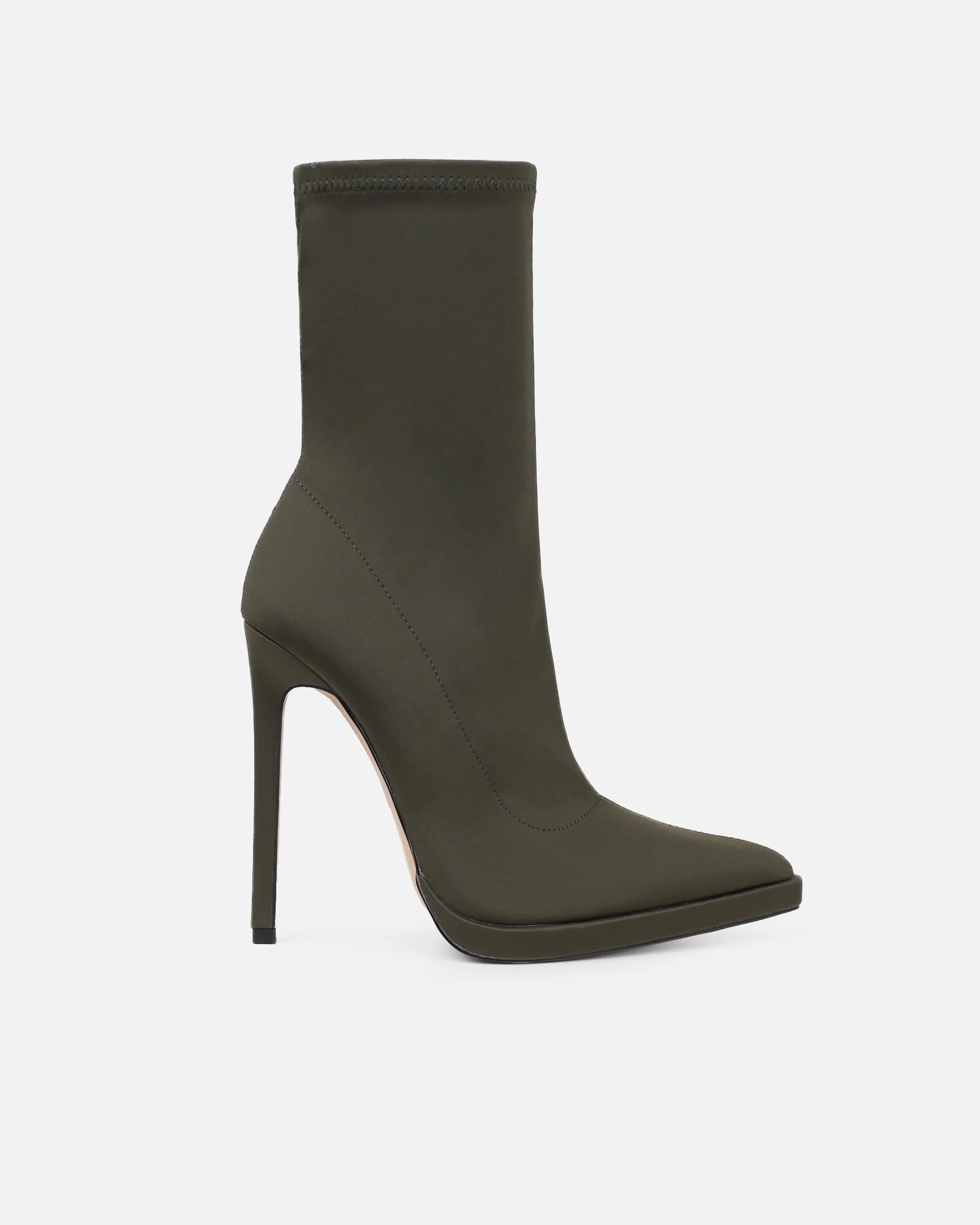 Lewin Khaki Stretch Stiletto Sock Boots - Image 2