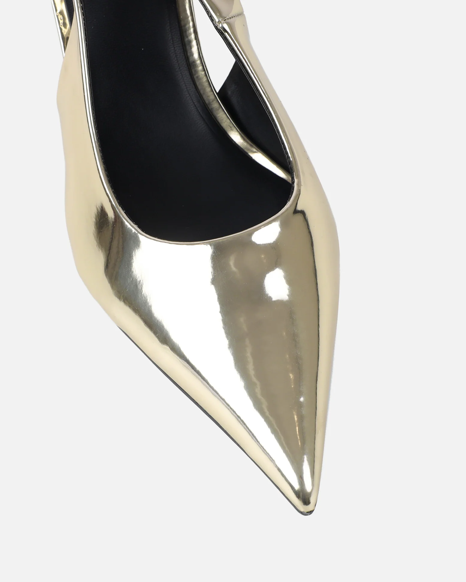 Liorra Gold Mirror Sling Back Mid Heeled Shoes - Image 3