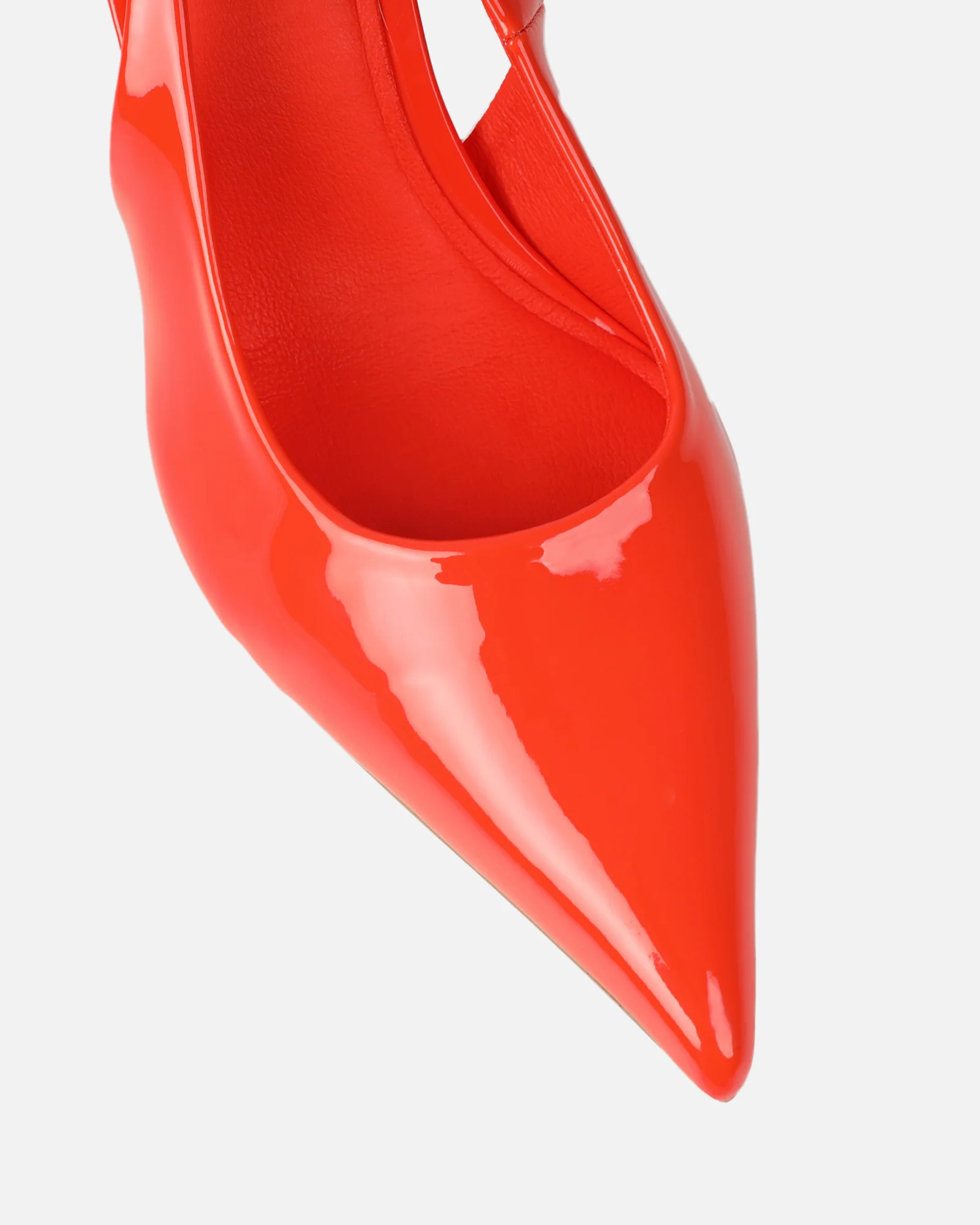 Liorra Orange Patent Sling Back Mid Heeled Shoes - Image 4