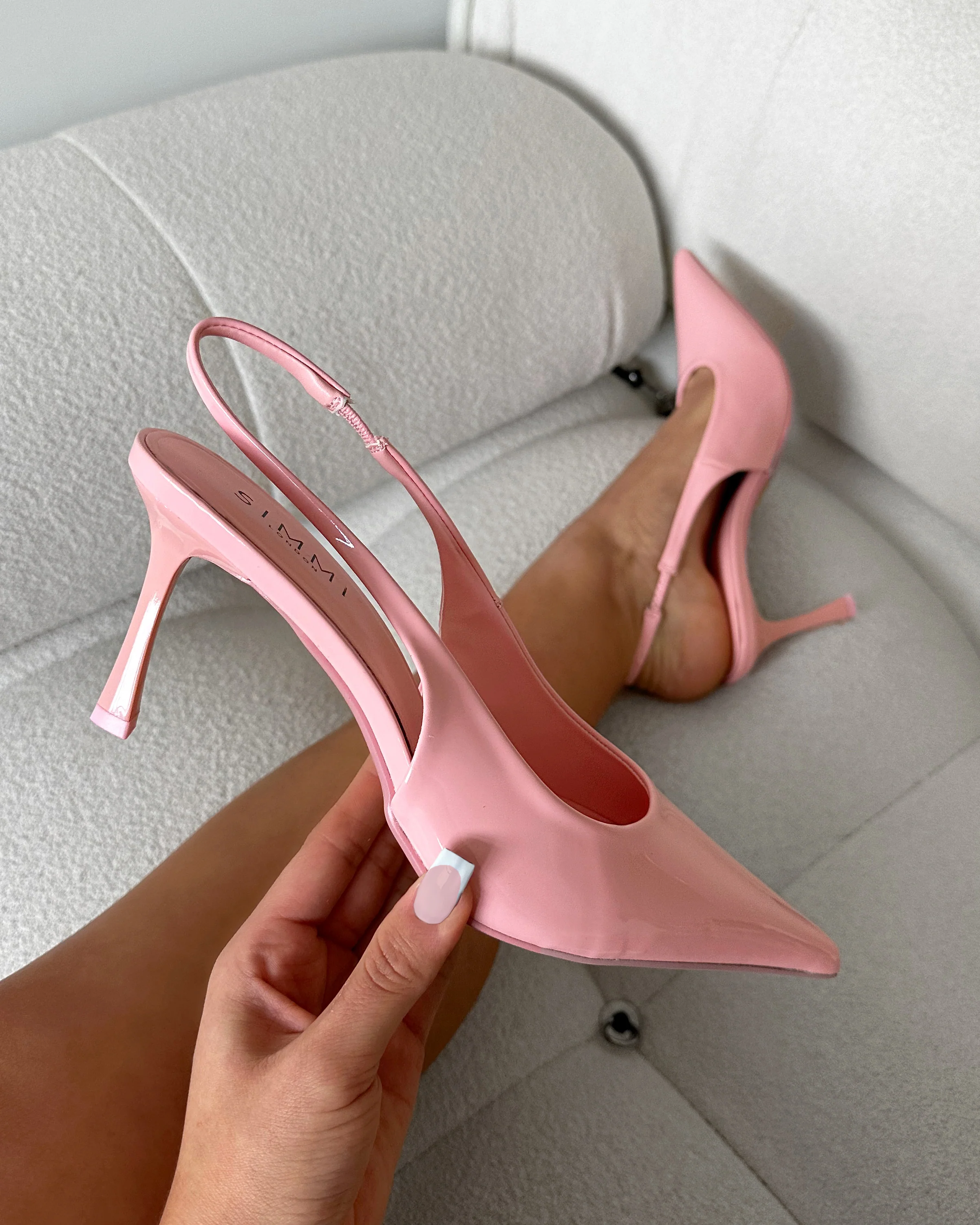 Liorra Pink Patent Sling Back Court Shoes