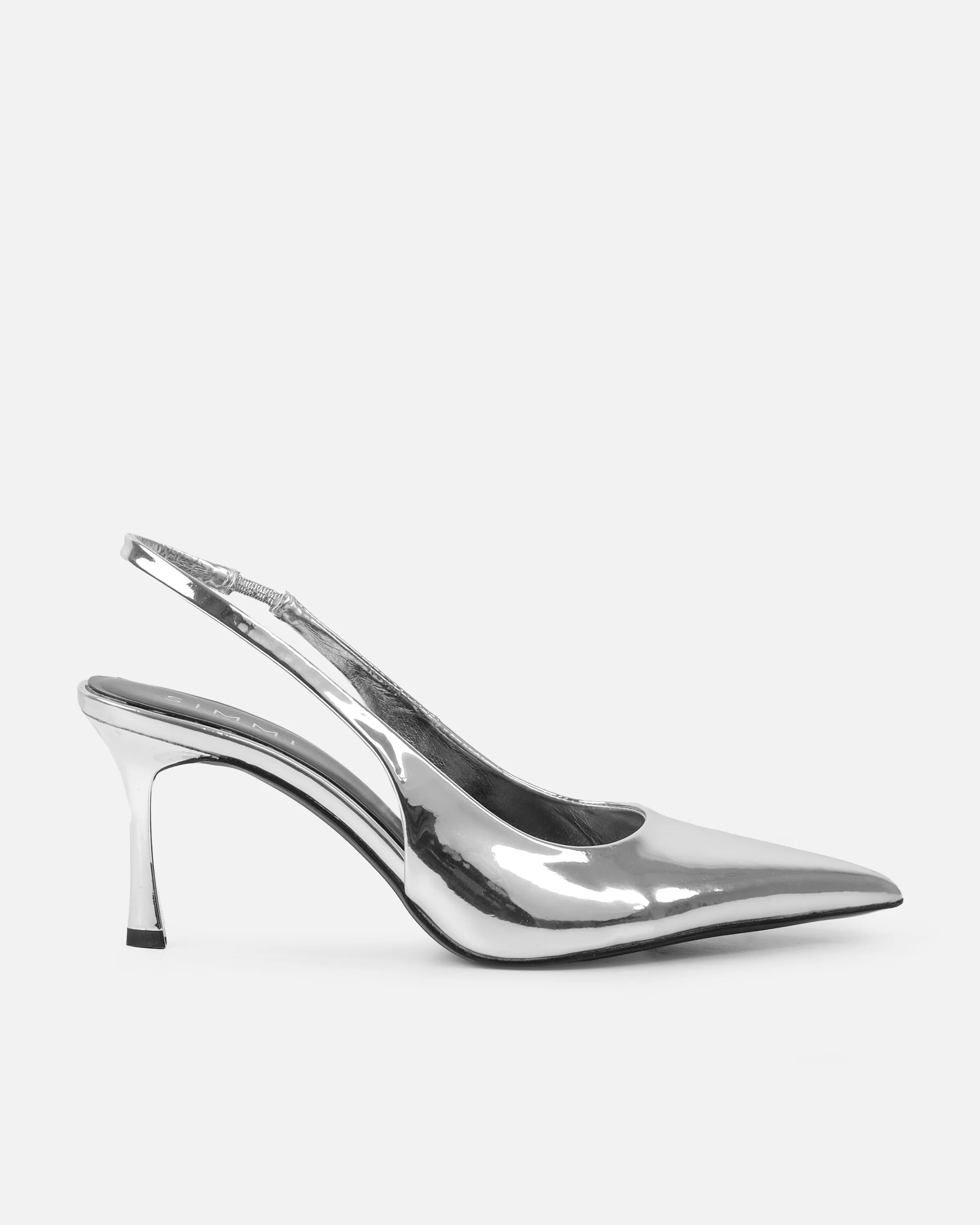 Liorra Wide Fit Silver Mirror Sling Back Court Shoes - Image 2