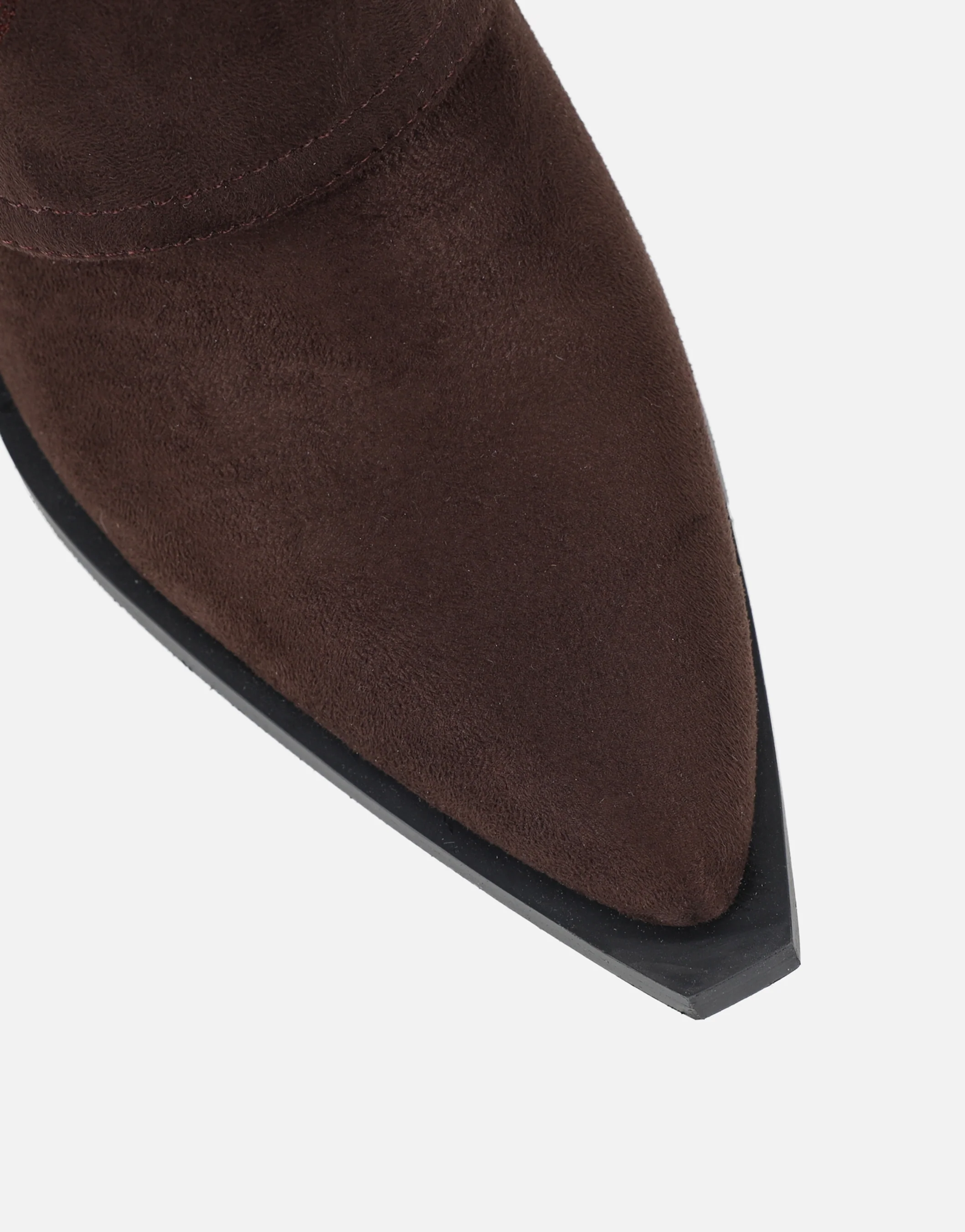 Liston Brown Suede Western Stitch Detail Heeled Boots - Image 4